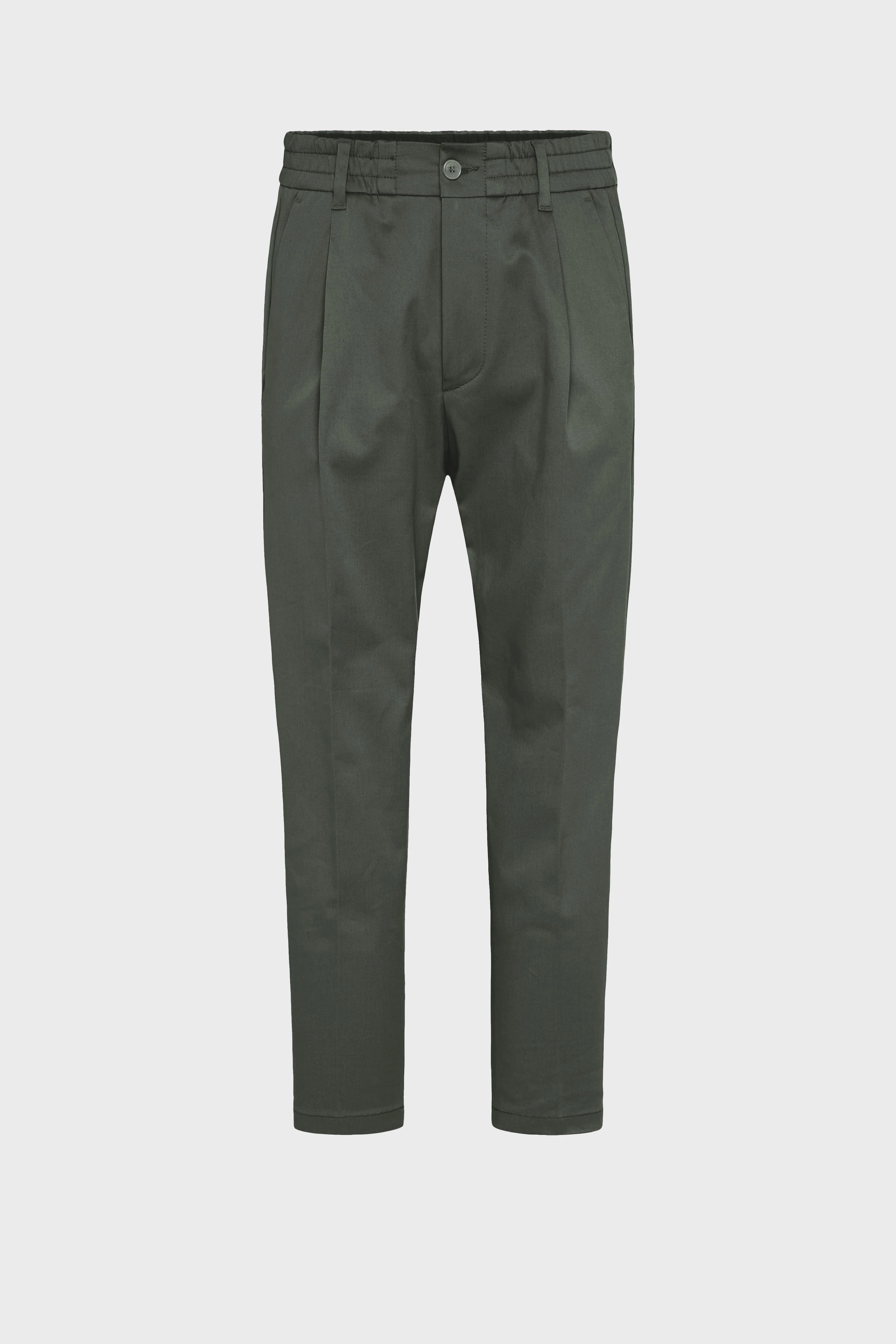 CHASY - Casual Hose mit Bundfalte aus Baumwoll-Twill - Herren - grün - Freisteller Frontansicht