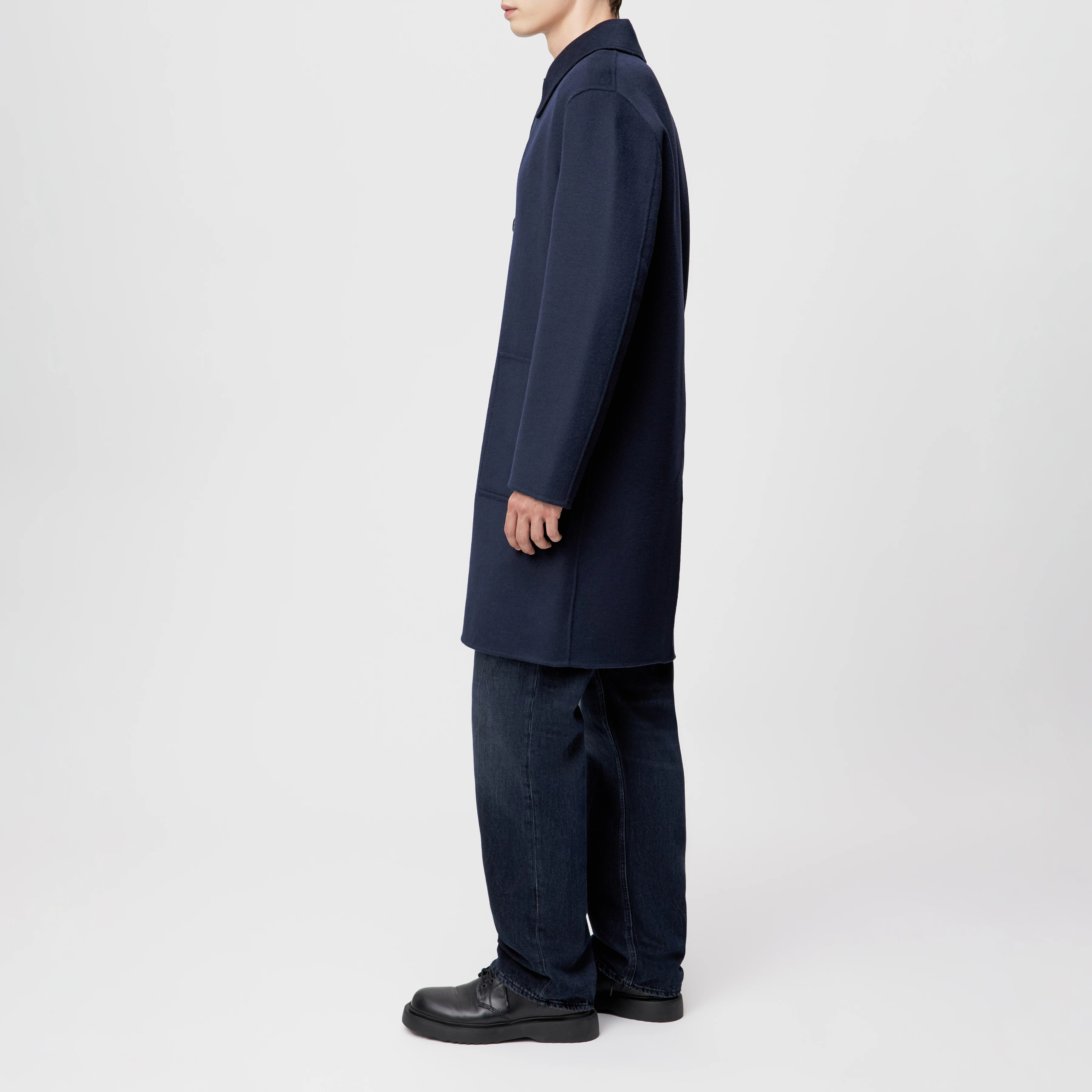 SOLAN - Classic coat in double-faced wool - men - blue - Seitenansicht