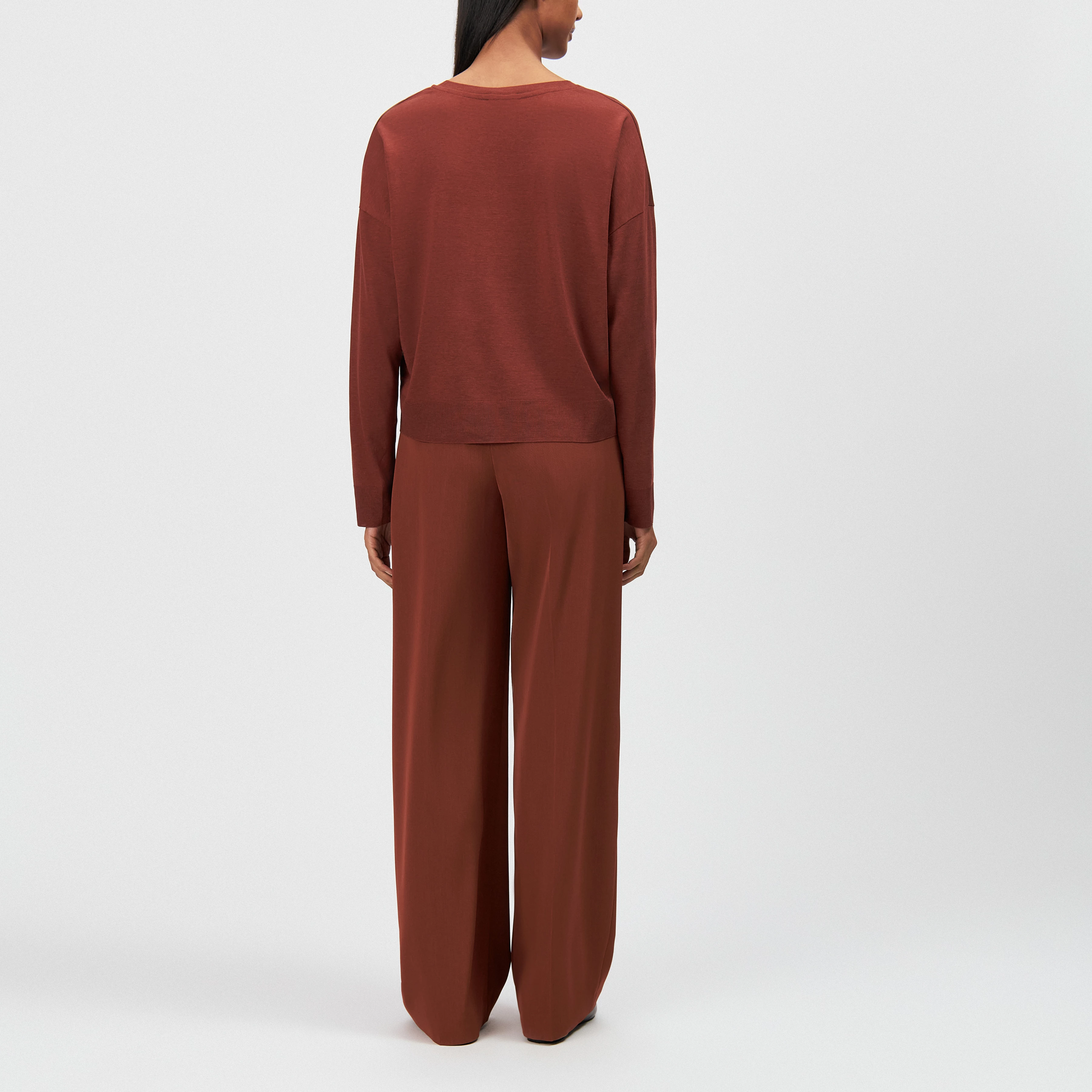 CESIDIE - Long-sleeve crew neck in jersey blend - women - red - Rückansicht