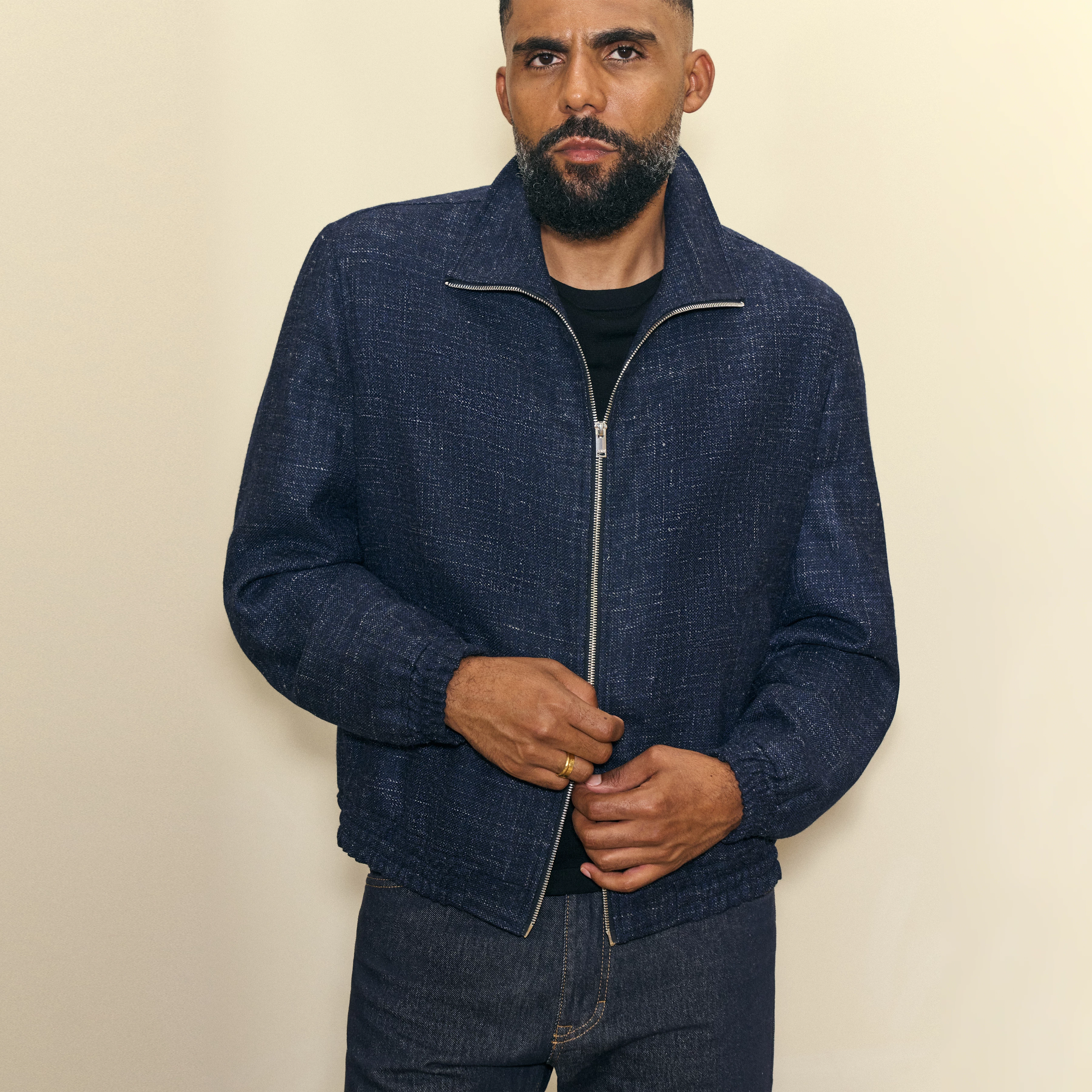 GRALON_2 - Textured wool-blend blouson jacket - men - blue