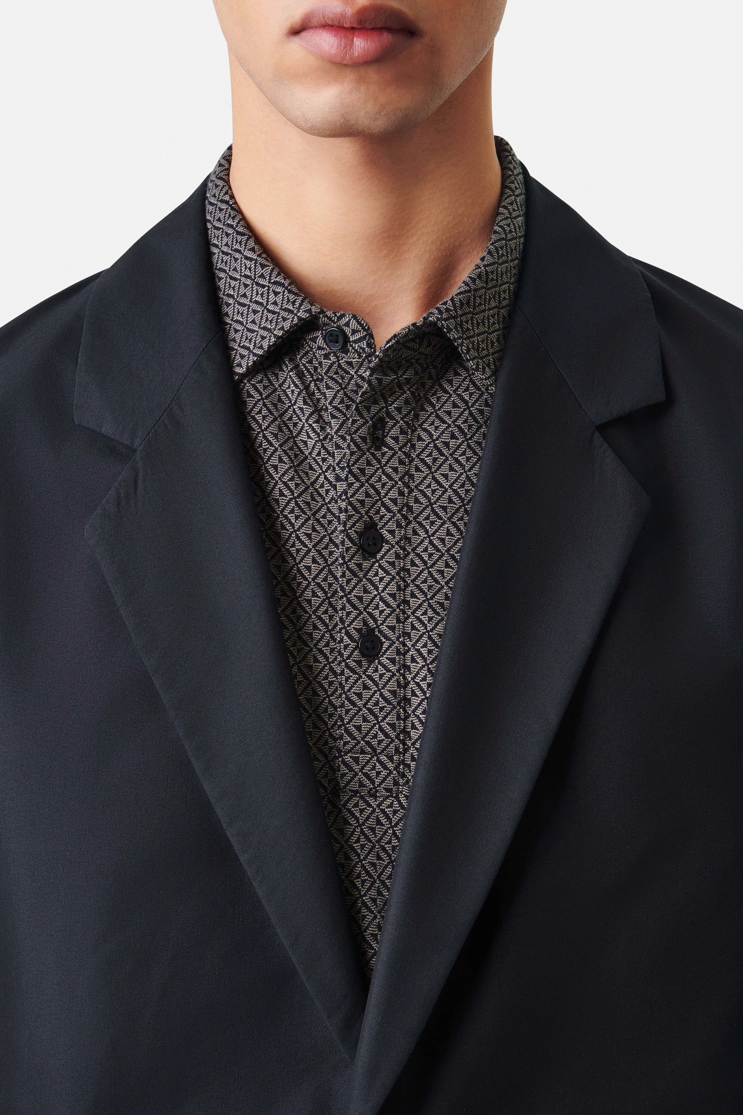 NOLEN - one-button jacket with notch lapels in a technical cotton blend - men - Natural Aluminium - Seitenansicht