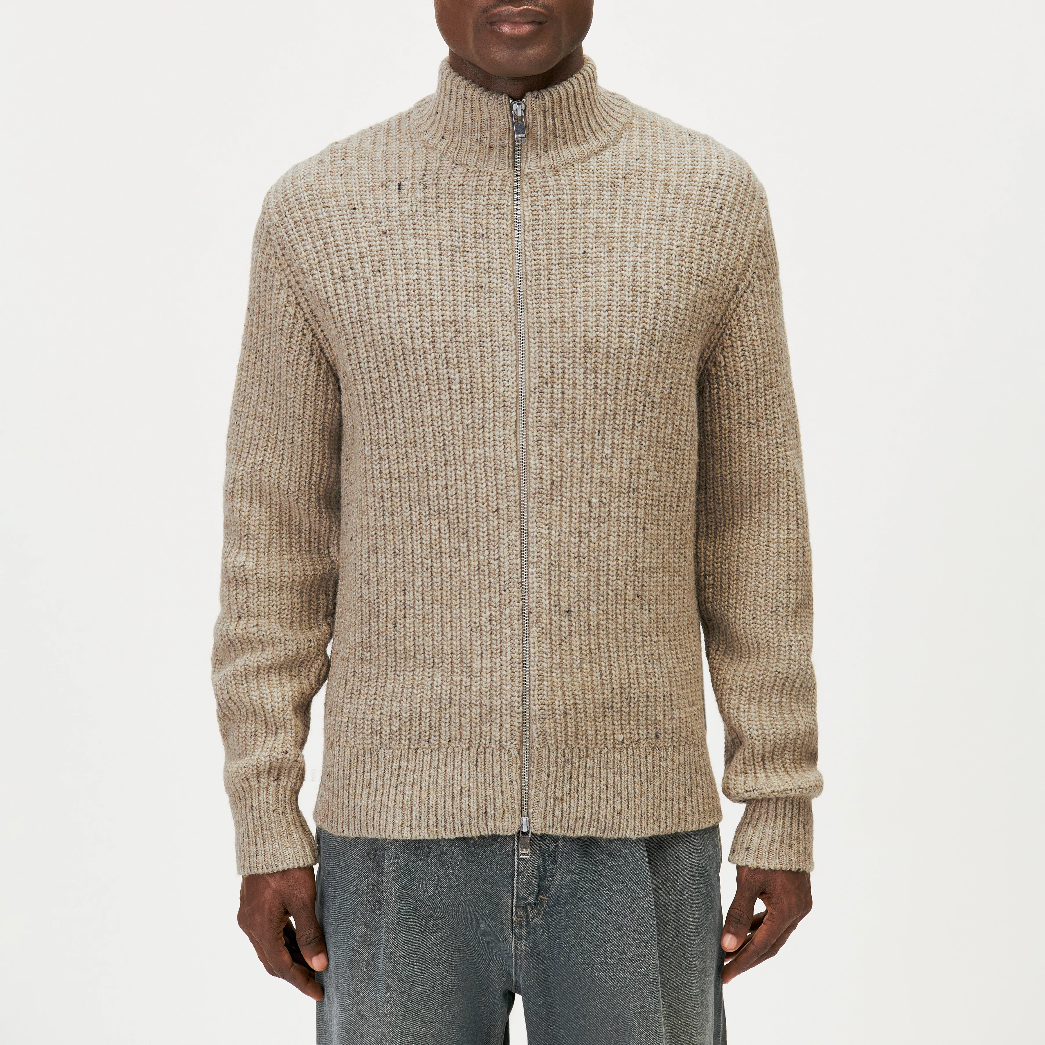 ANTONIO - Wool-blend cardigan - men - beige - Frontansicht
