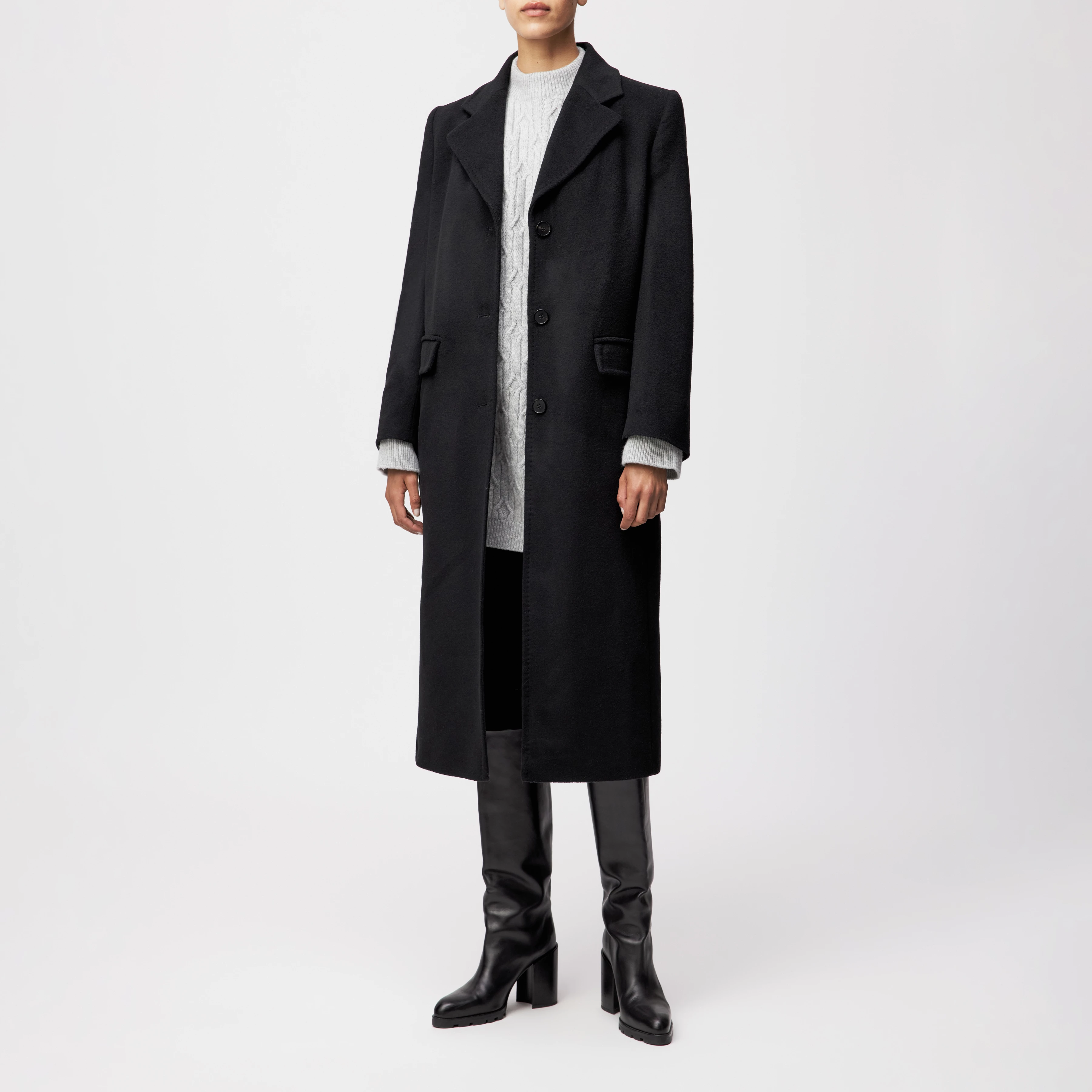 AISBY - Mantel in Kaschmir-Mix - Damen - schwarz - Ganzkörper-Frontansicht