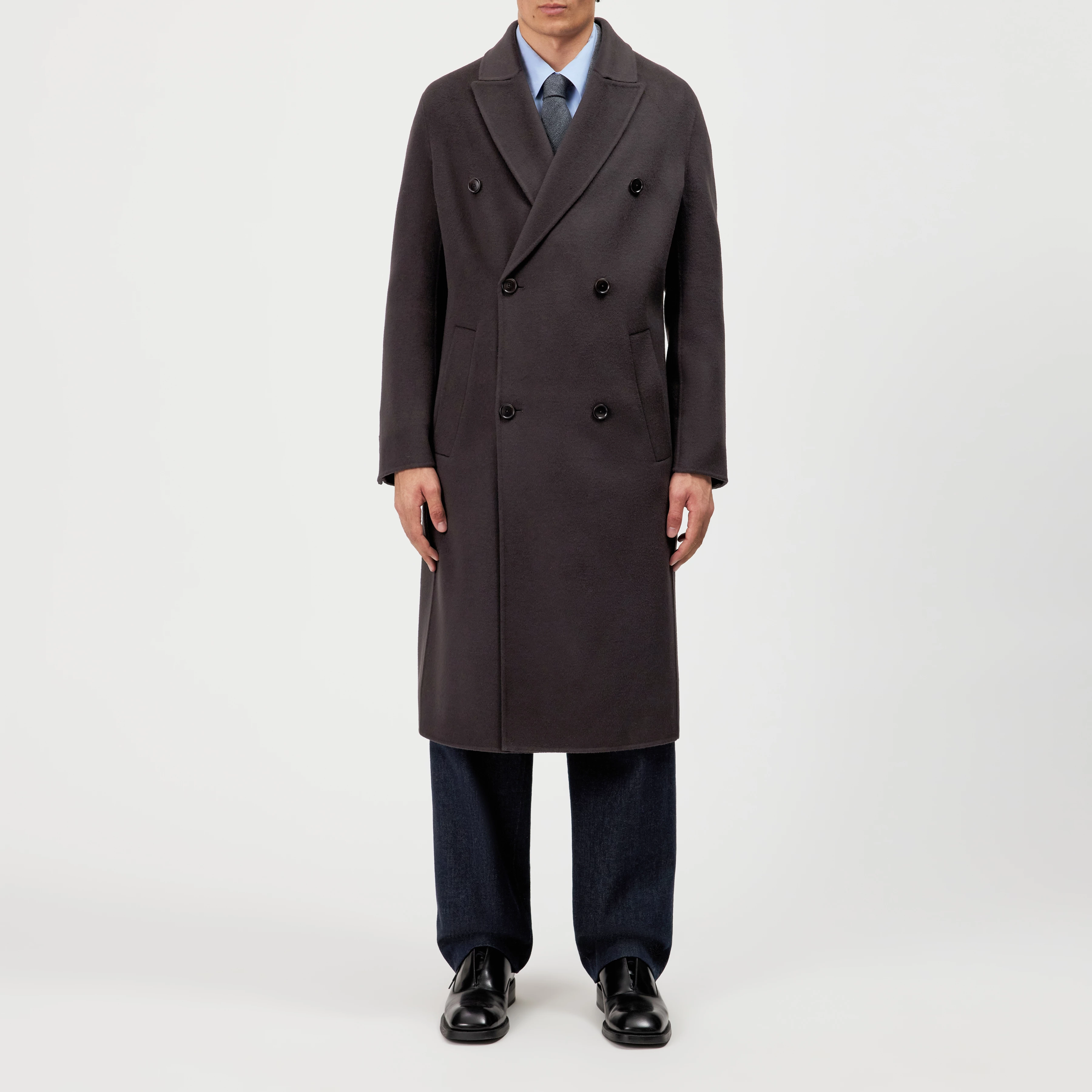 SKYE_2 - Double-breasted reversible coat in wool blend - men - brown - Frontansicht