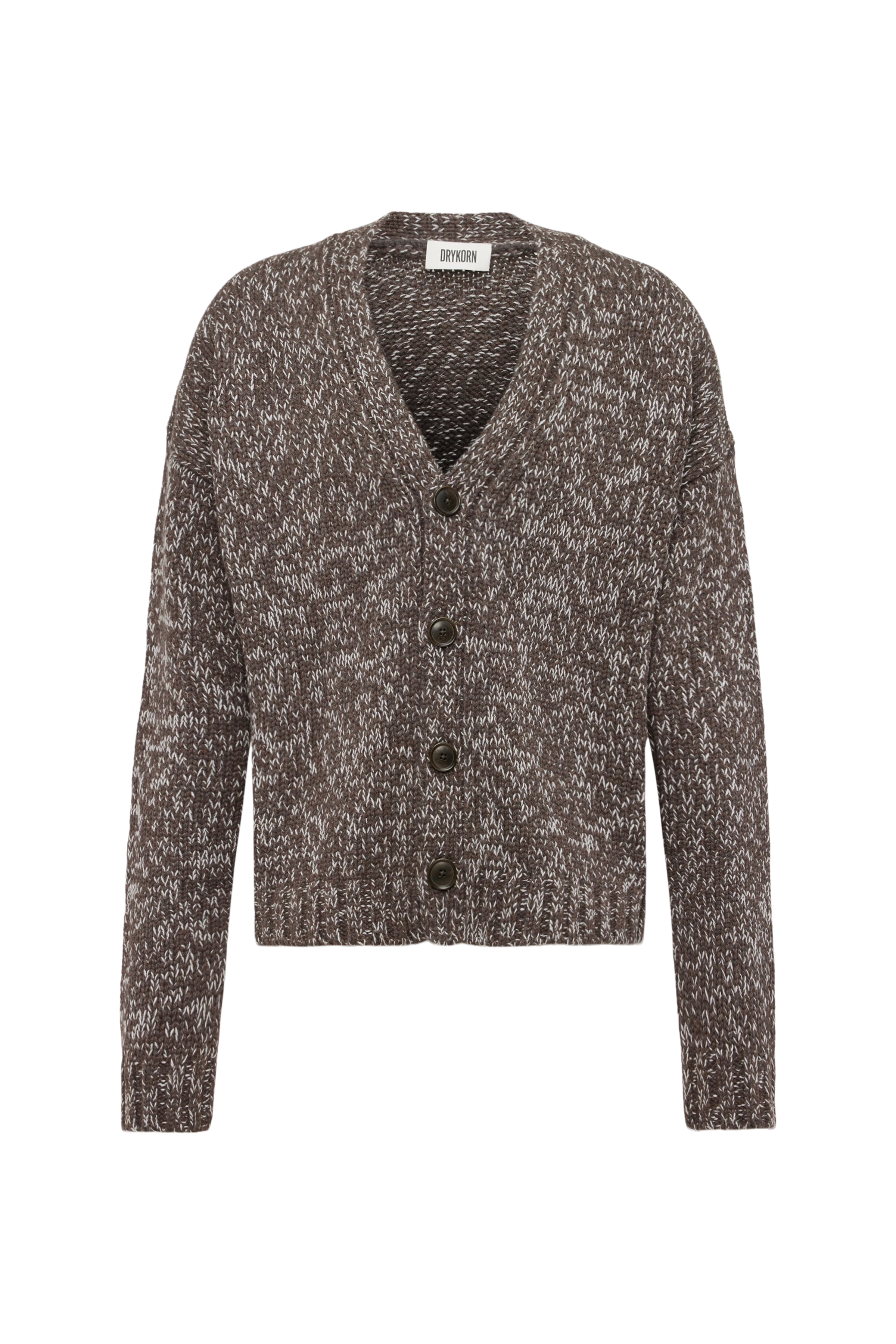 ELDARO - Cardigan in Mouliné Woll-Mix - Herren - braun - Freisteller Frontansicht