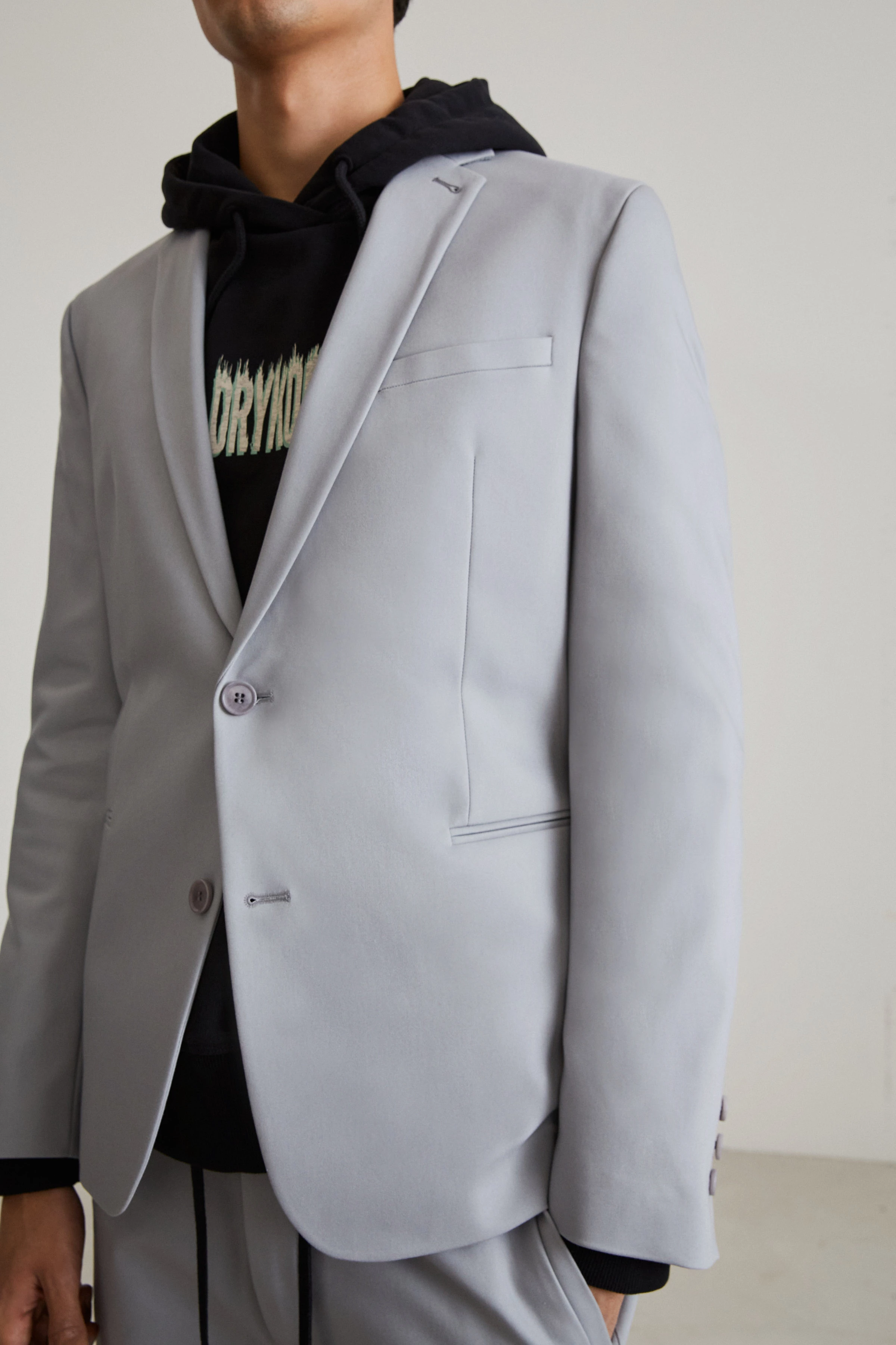 HORLEY - Slim Fit Sakko mit fallendem Revers in Techno-Stretch - Herren - grau - Seitenansicht