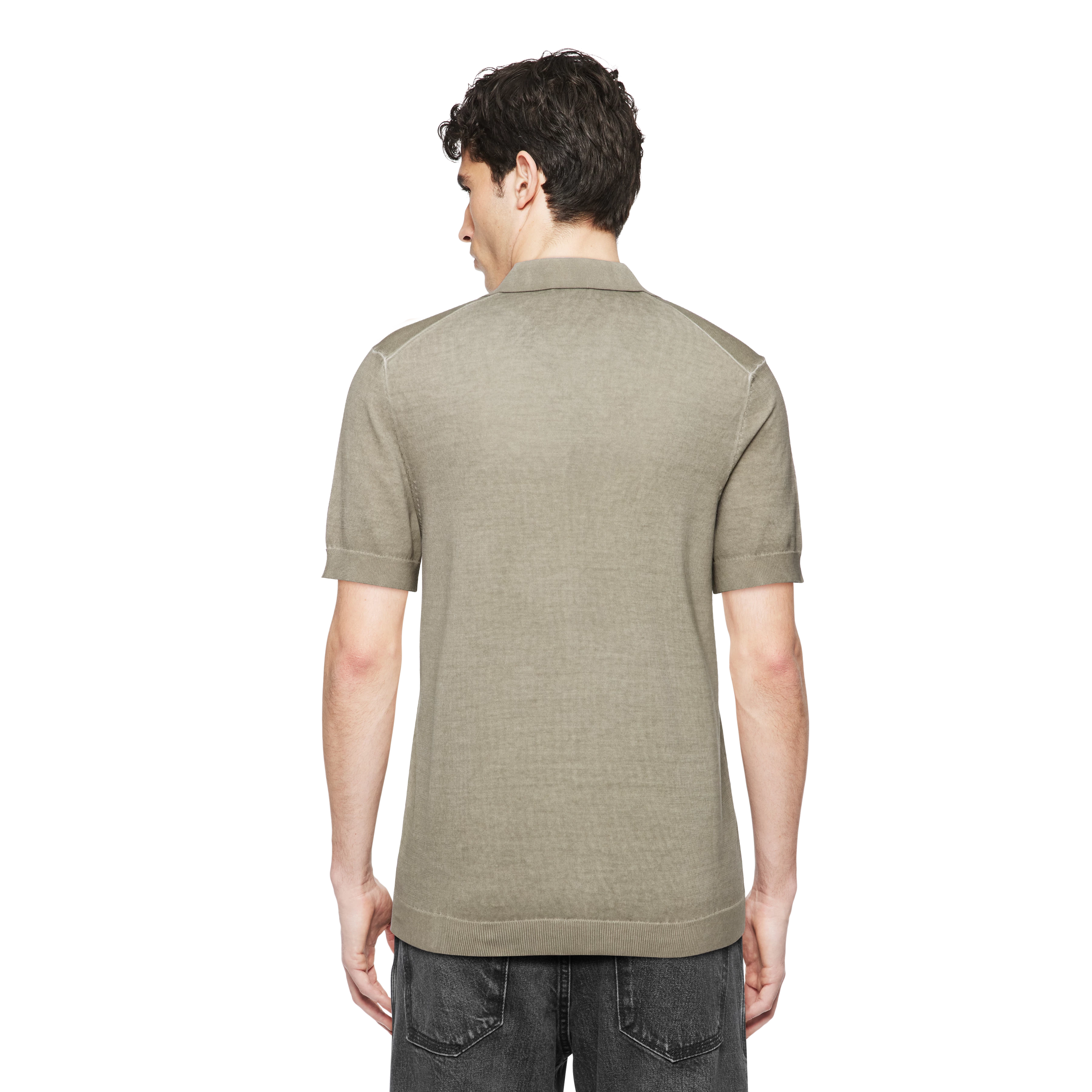 BRAIAN - Gebreide polo in Supima katoen - heren - bruin - Rückansicht