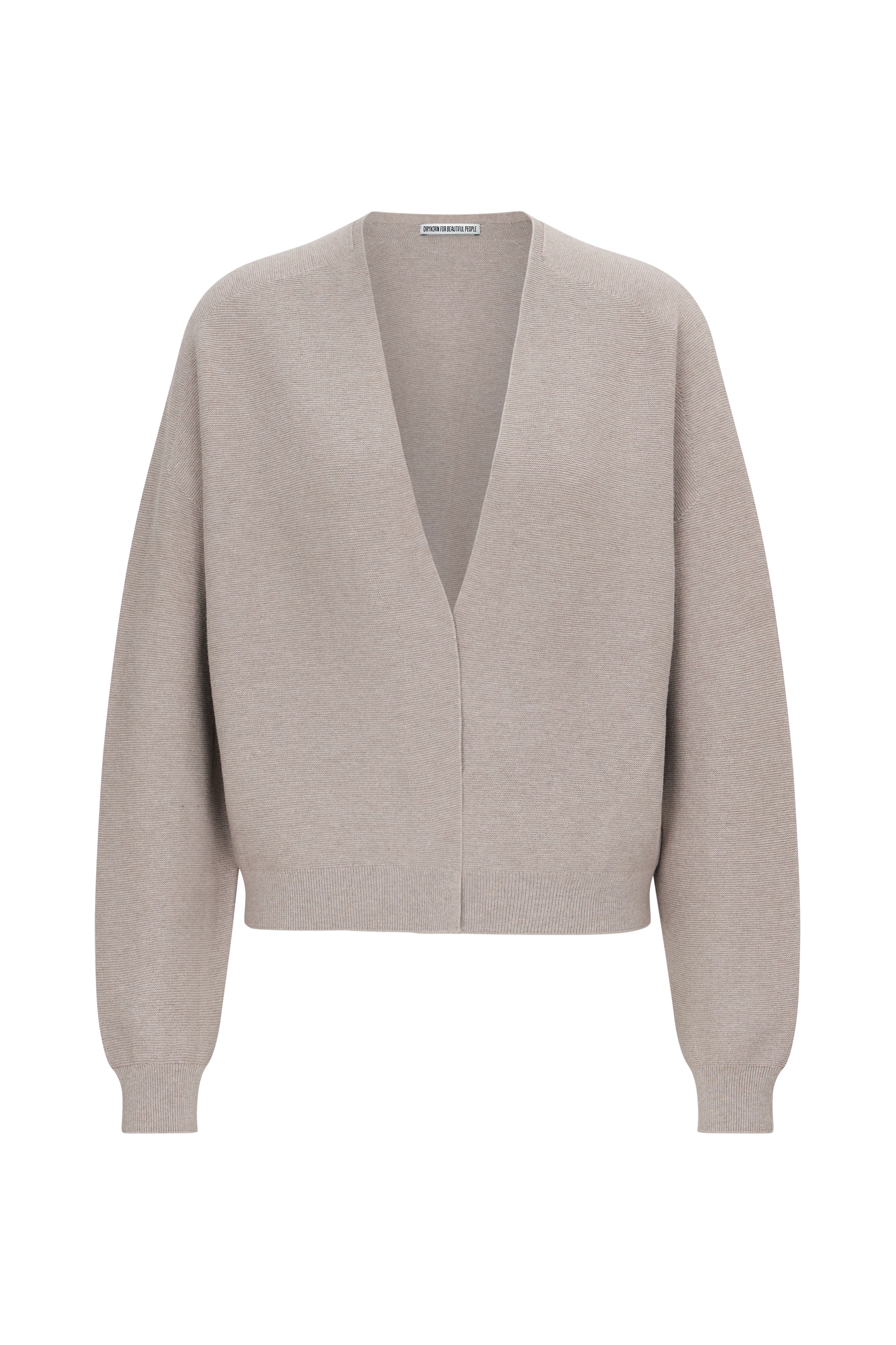 MIRALA - lässige Strickjacke in Baumwoll-Kaschmir - Damen - beige - Freisteller Frontansicht