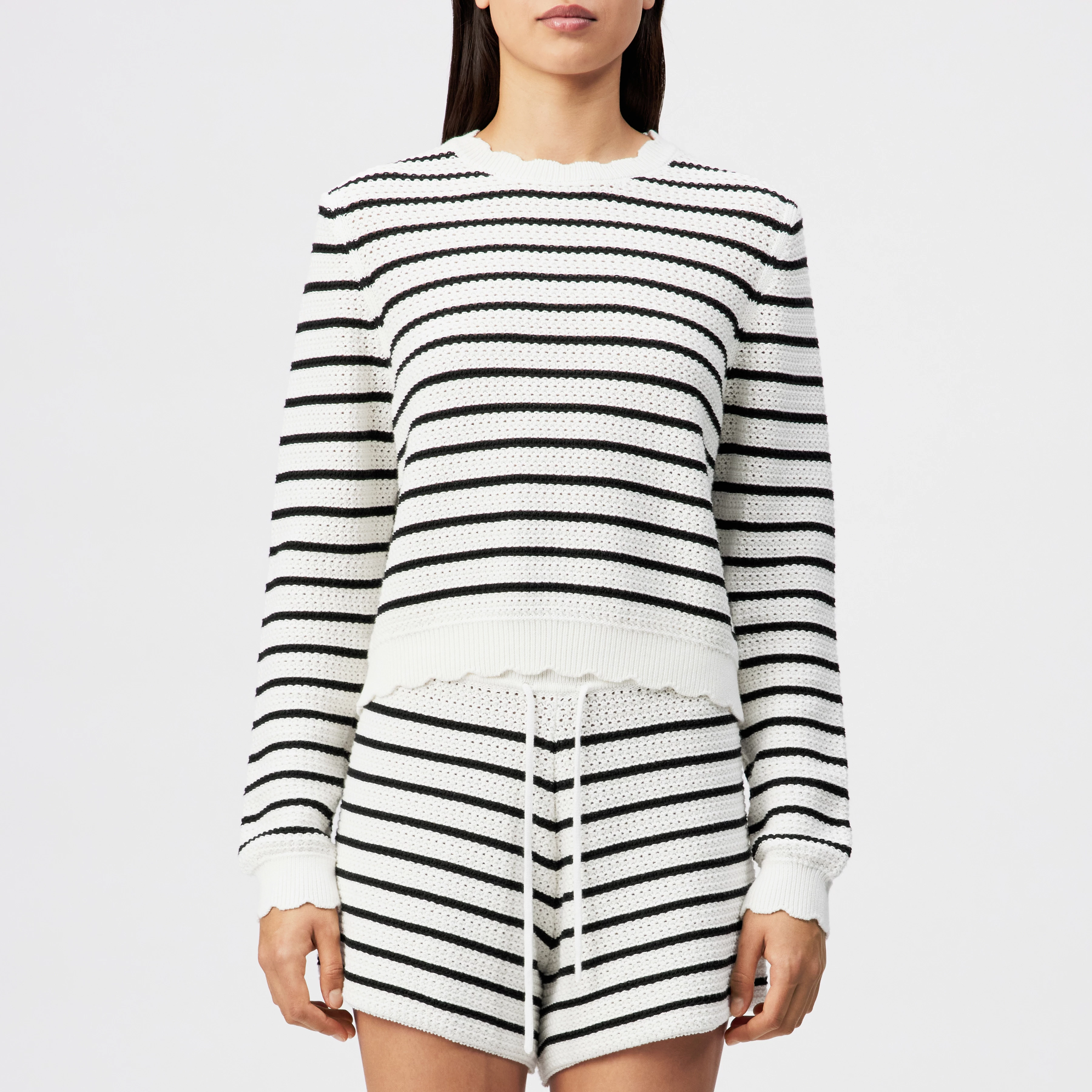 VILSA - Striped jumper in pure cotton - women - off white - Frontansicht