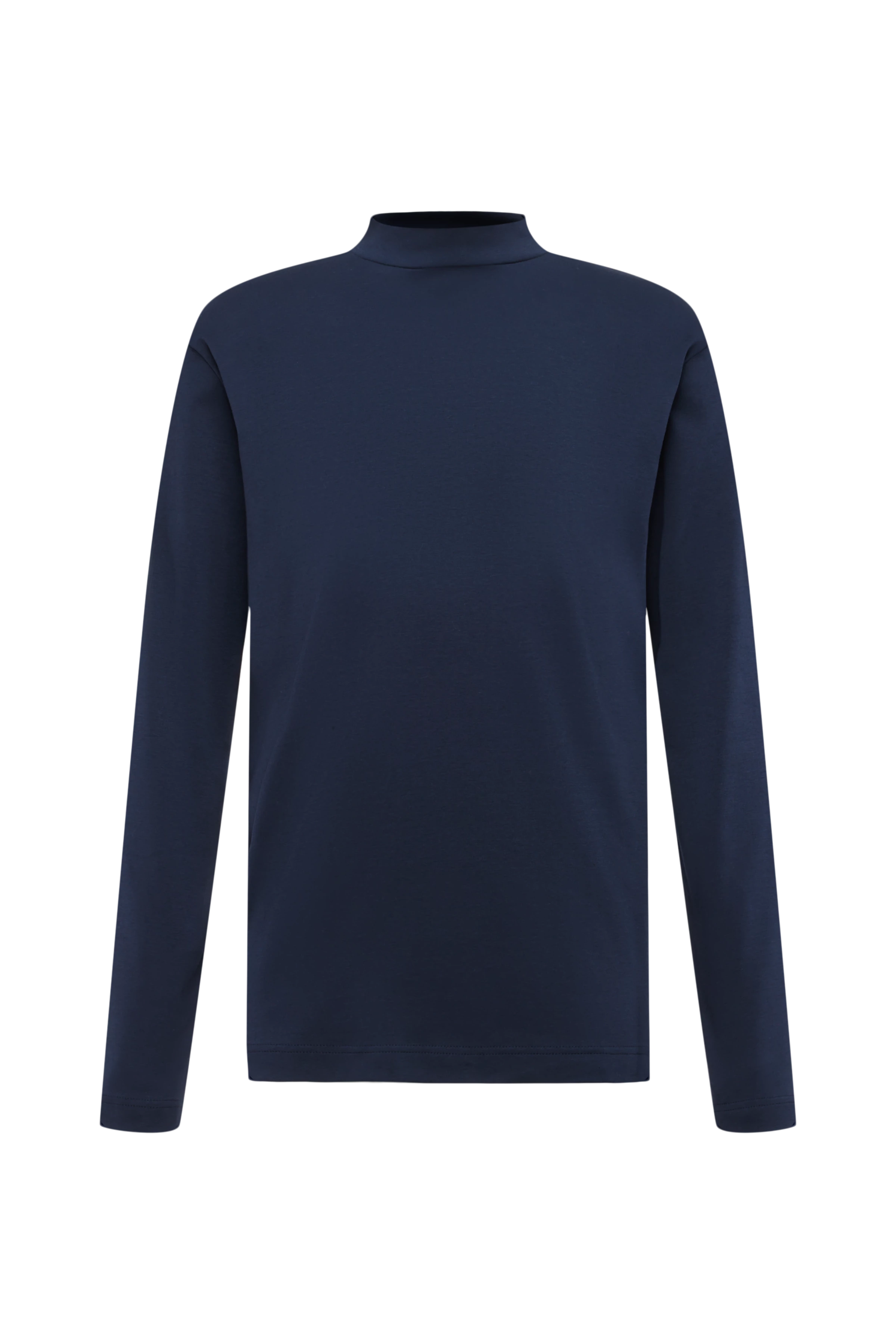 MORITZO - Longsleeve mit Stehkragen in elastischer Baumwolle - Herren - blau - Freisteller Frontansicht