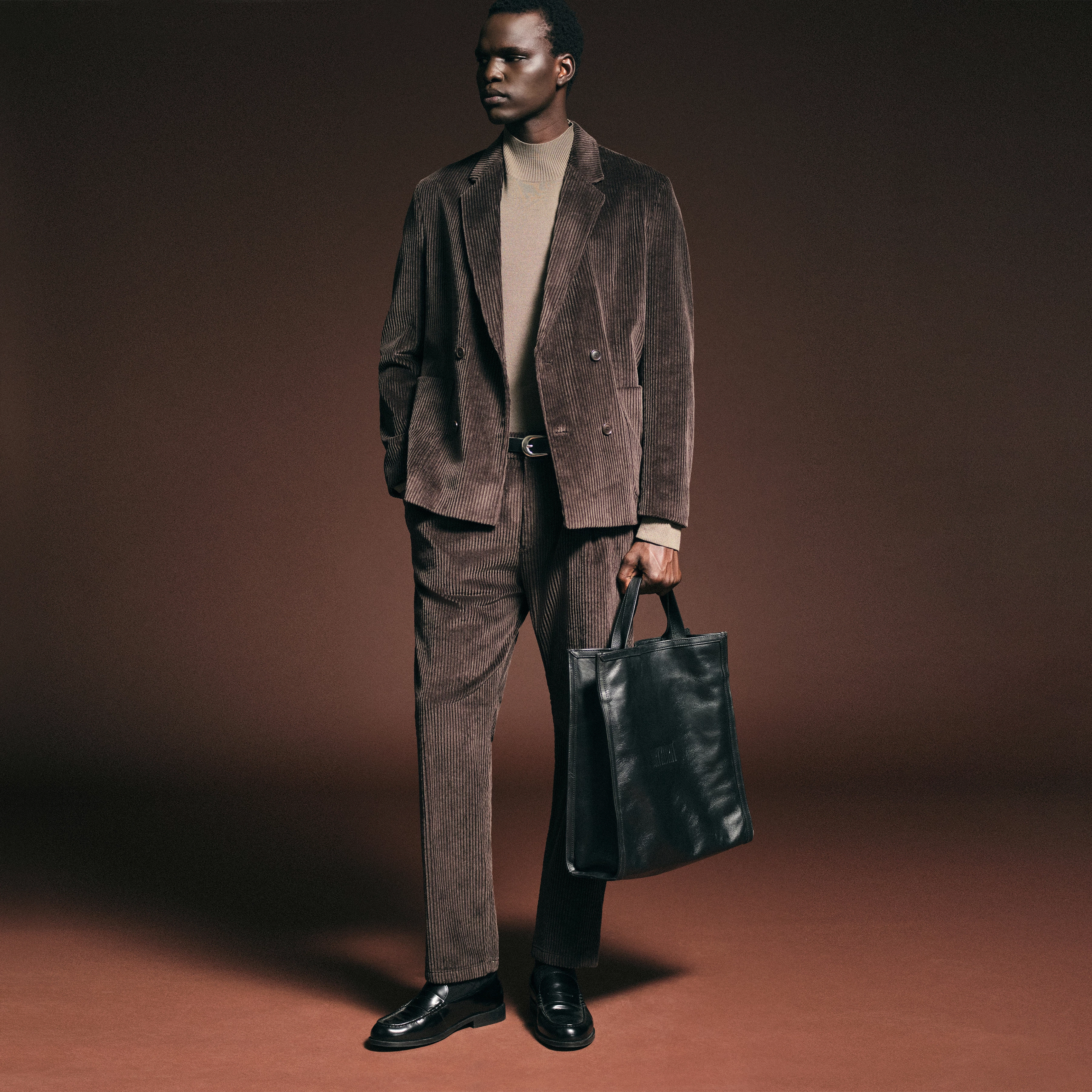 DOMARO - Zweireihiges Sakko in Baumwoll-Breitcord - Herren - braun