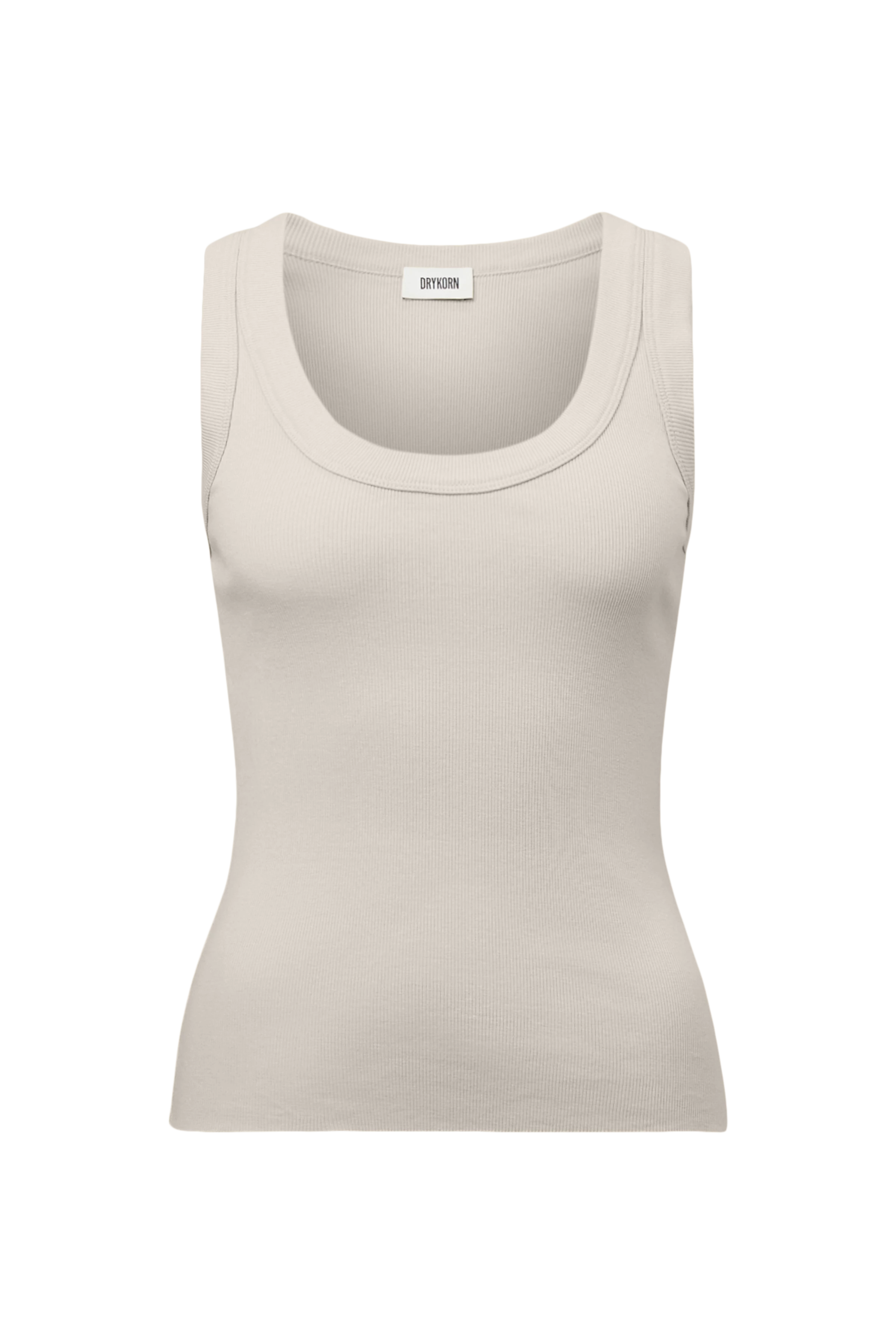 TAVIRA - Ribbed tank top with feminine round neckline - women - beige - Freisteller Frontansicht
