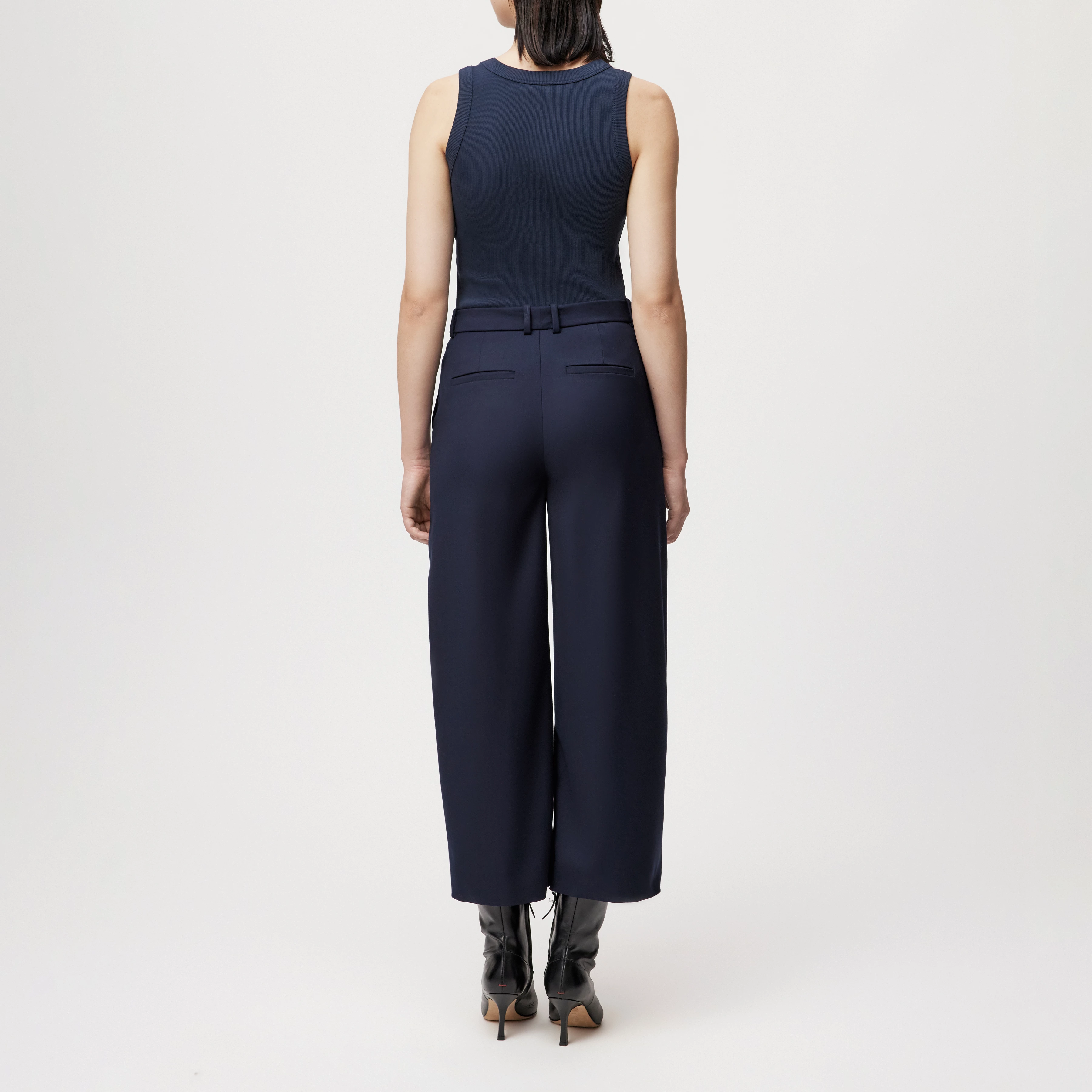 SOUGHT - Pantalon à jambes larges en flanelle douce - women - bleu - Rückansicht