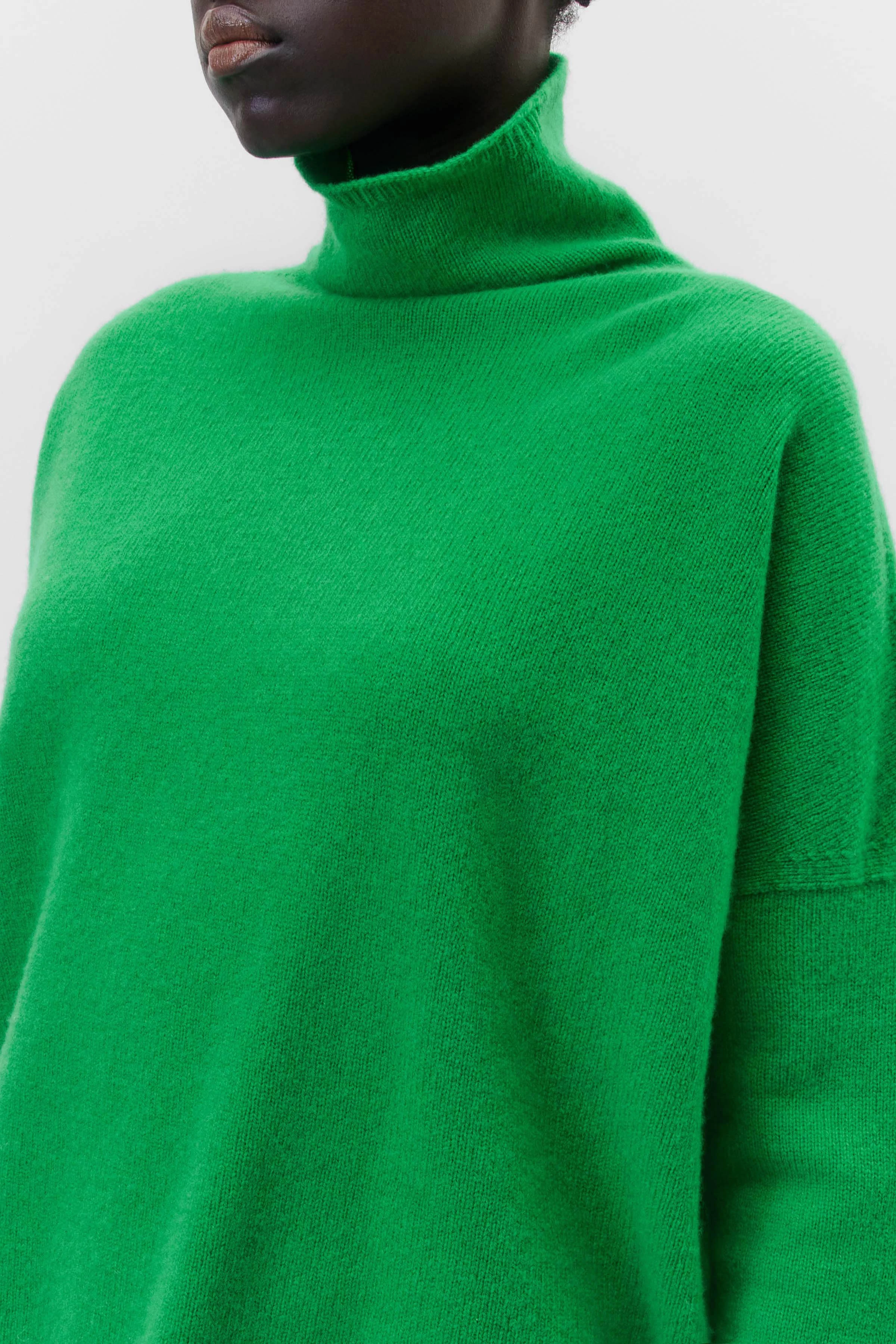 LIORA - Rollkragenpullover in Schurwolle - Damen - grün - Seitenansicht