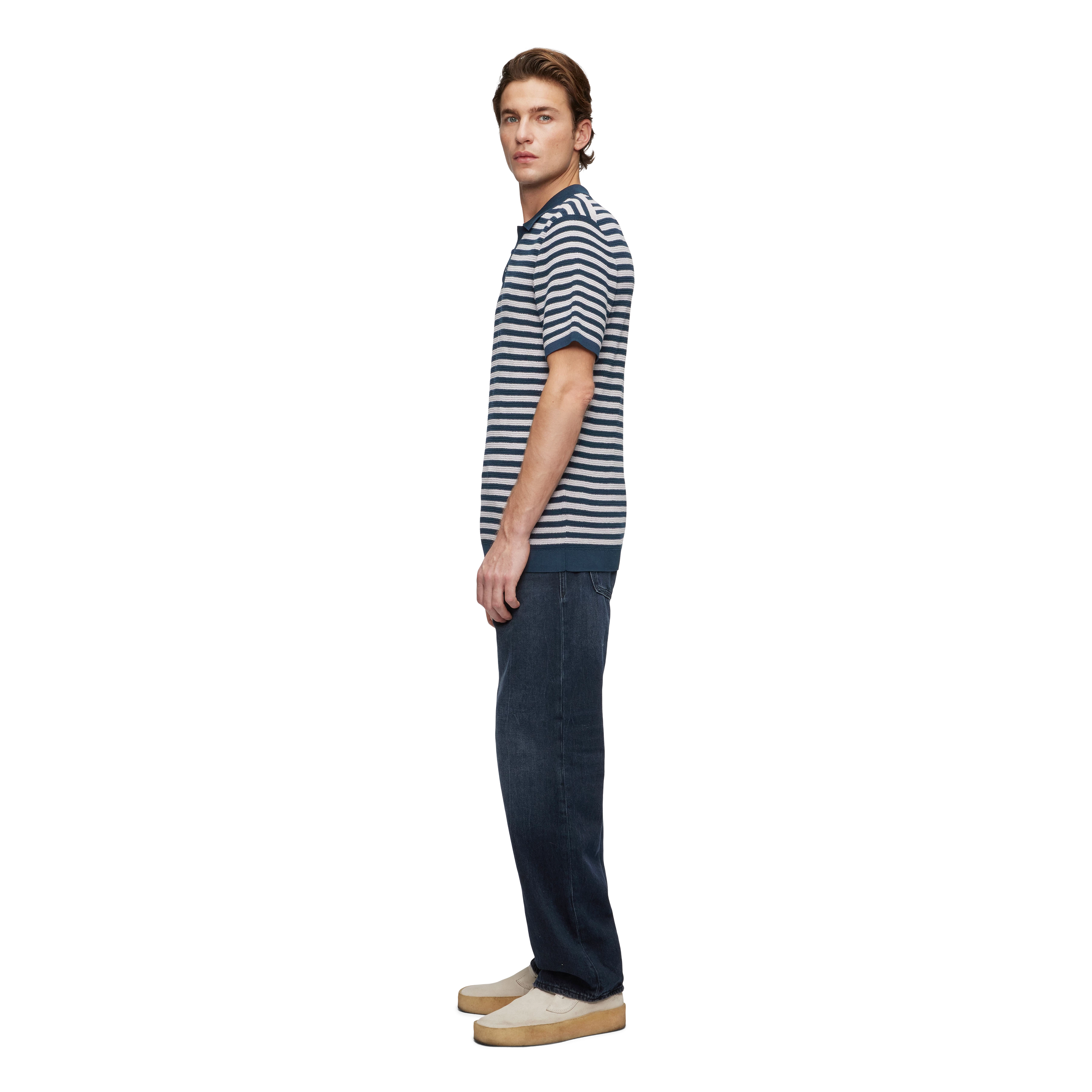 TRITON - Mercerised cotton polo shirt - men - blue - Seitenansicht