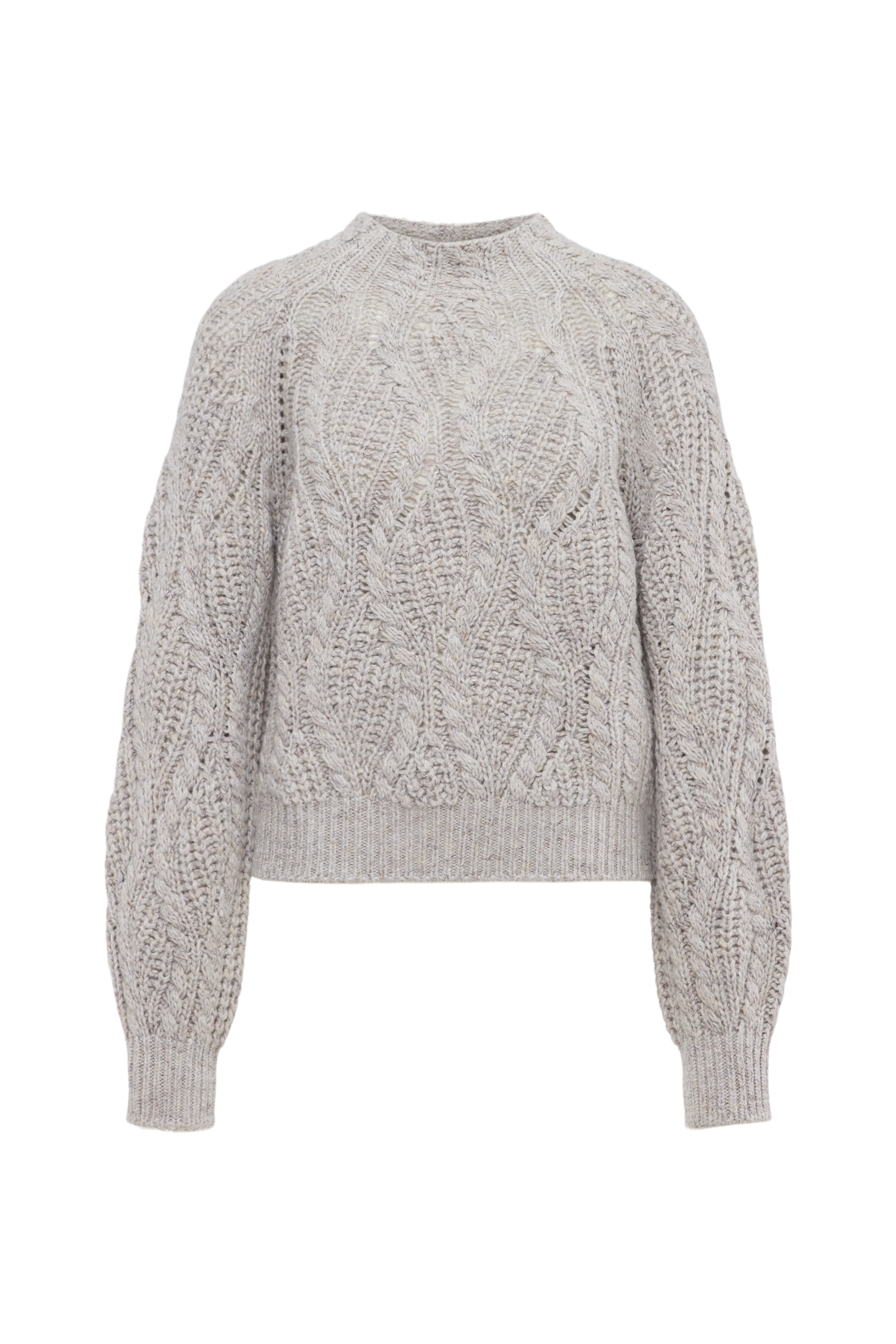 LARELYA - Pullover mit Ballonärmeln in Moulinè-Wollgarn - Damen - grau - Freisteller Frontansicht