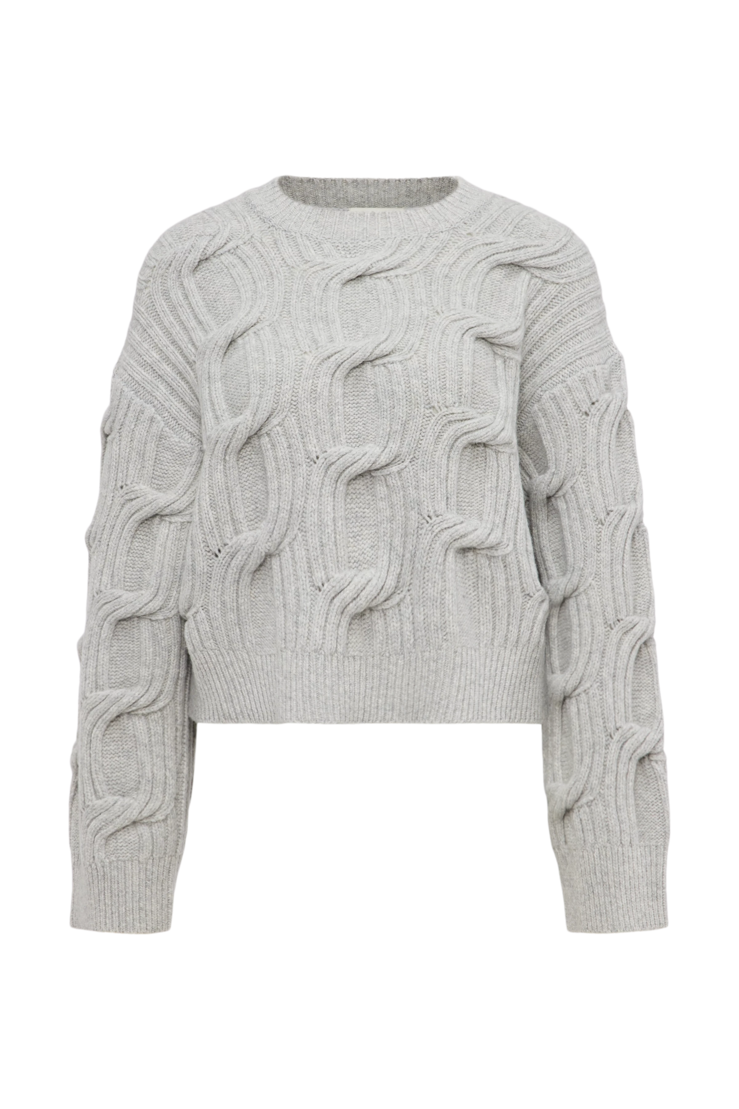 MALESE_2 - Cropped jumper in virgin wool - women - grey - Freisteller Frontansicht