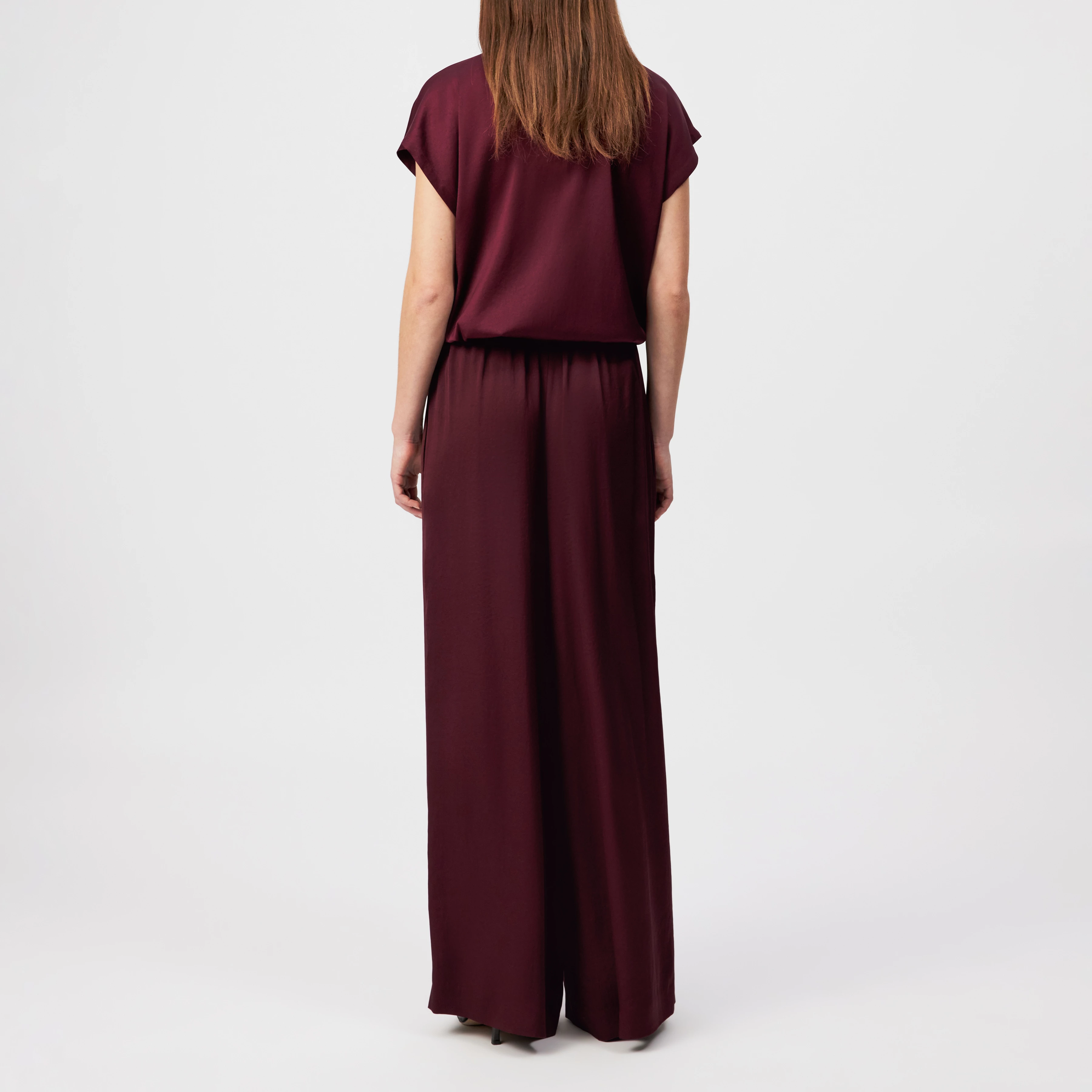 TWEEZER - Wide trousers in satin - women - red - Rückansicht