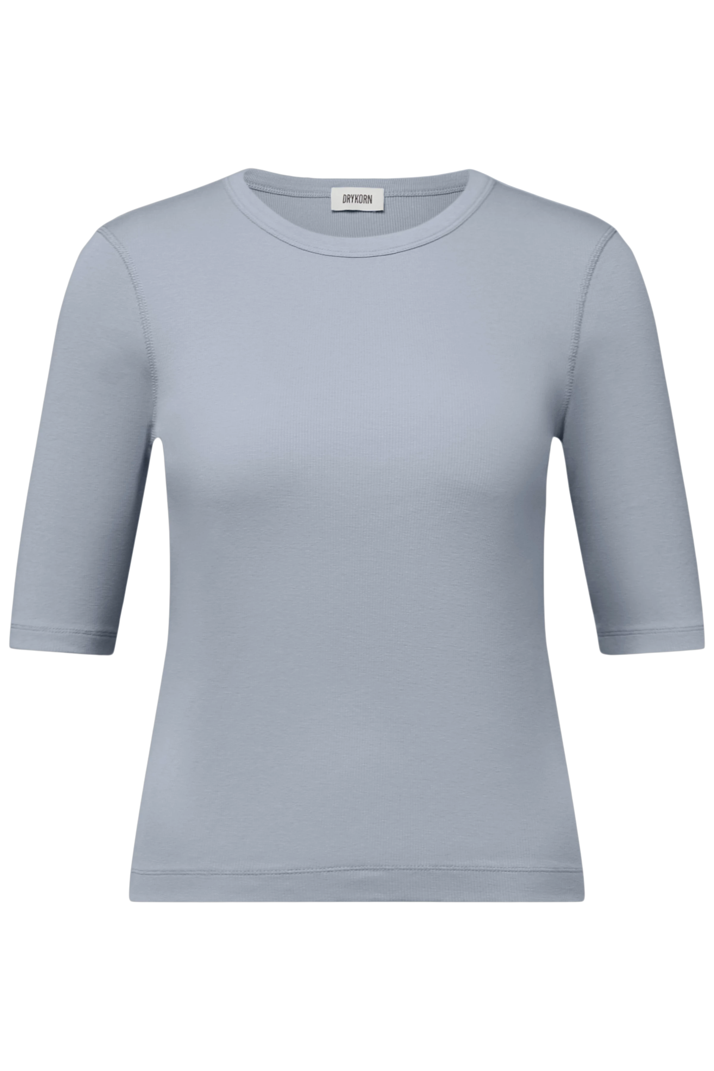 SELAY - Schmales Oberteil in Baumwoll-Rippe - Damen - blau - Freisteller Frontansicht