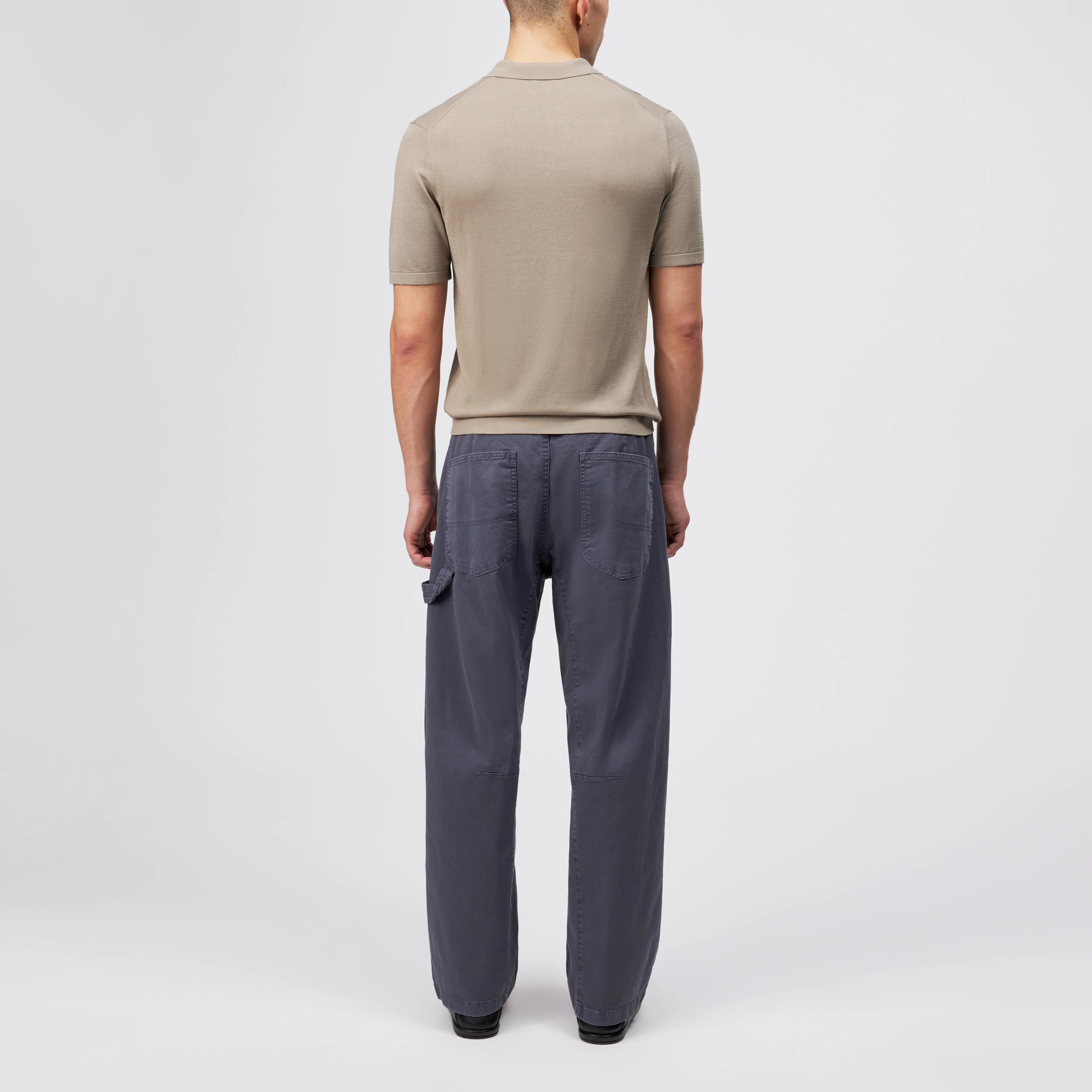TRITON - Polo shirt in silk-cotton blend - men - beige - Rückansicht