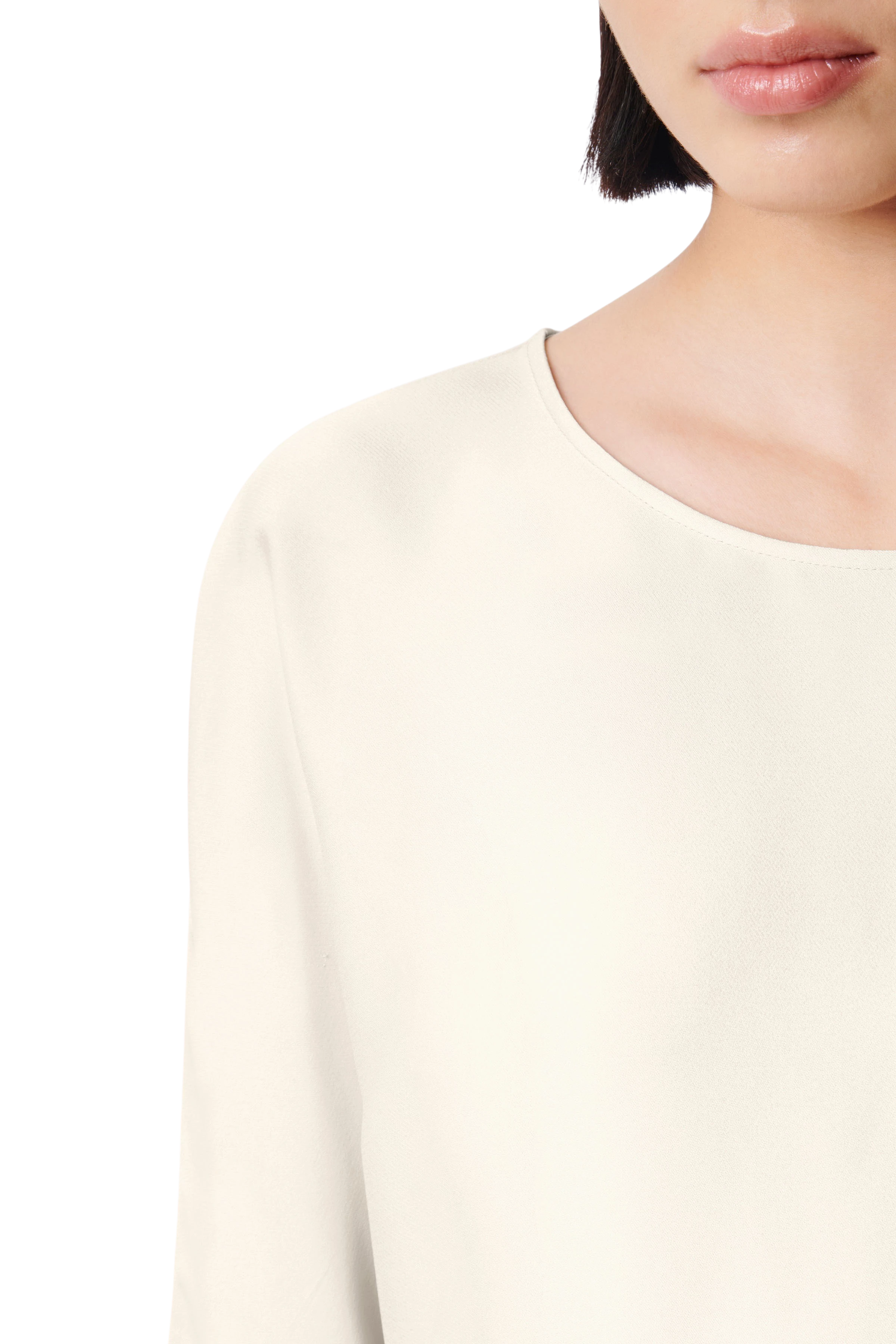 NIALINI - Shirt-blouse with batwing sleeves in satin - women - beige - Seitenansicht