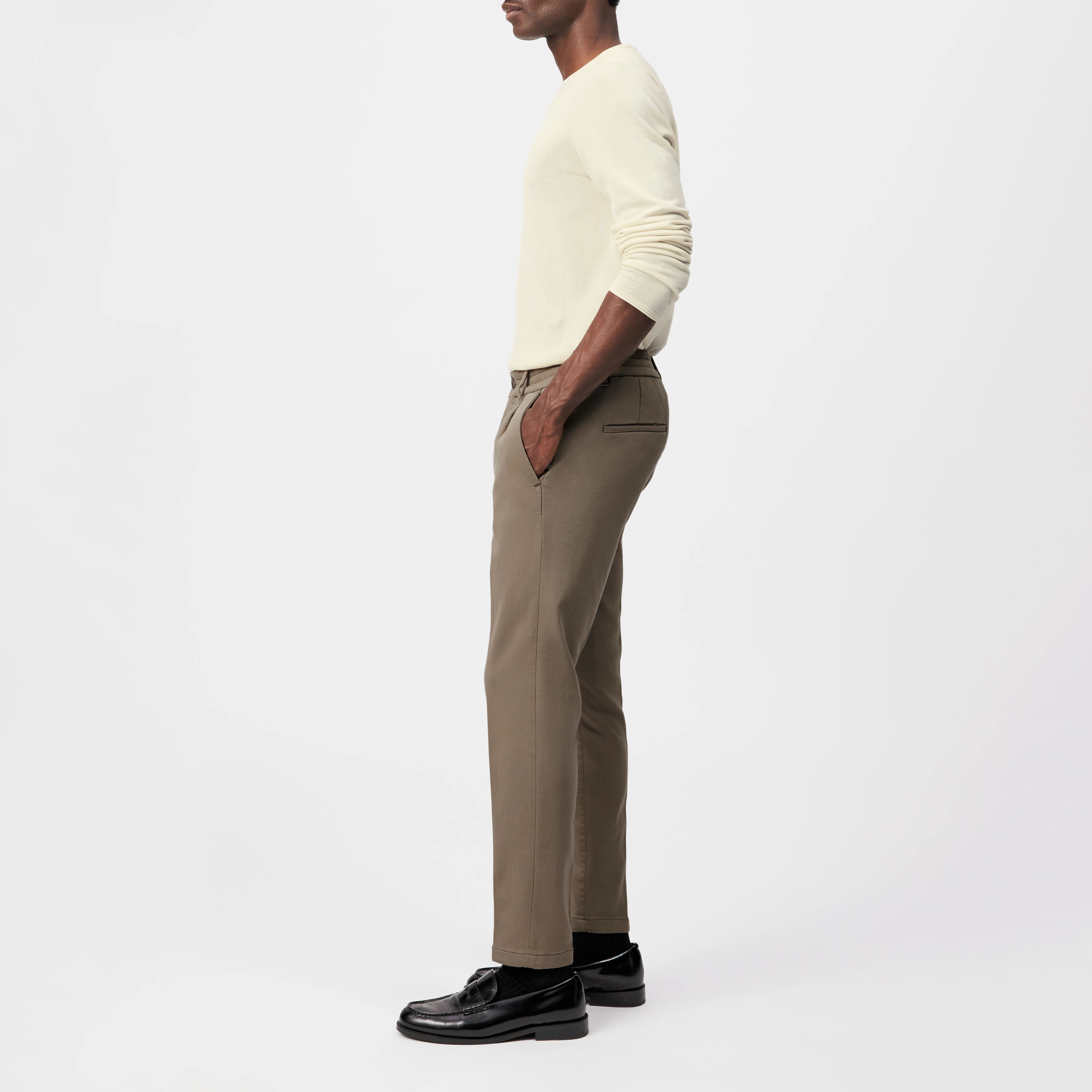 CHASY - Casual trousers with pleats in cotton viscose blend - men - brown - Seitenansicht