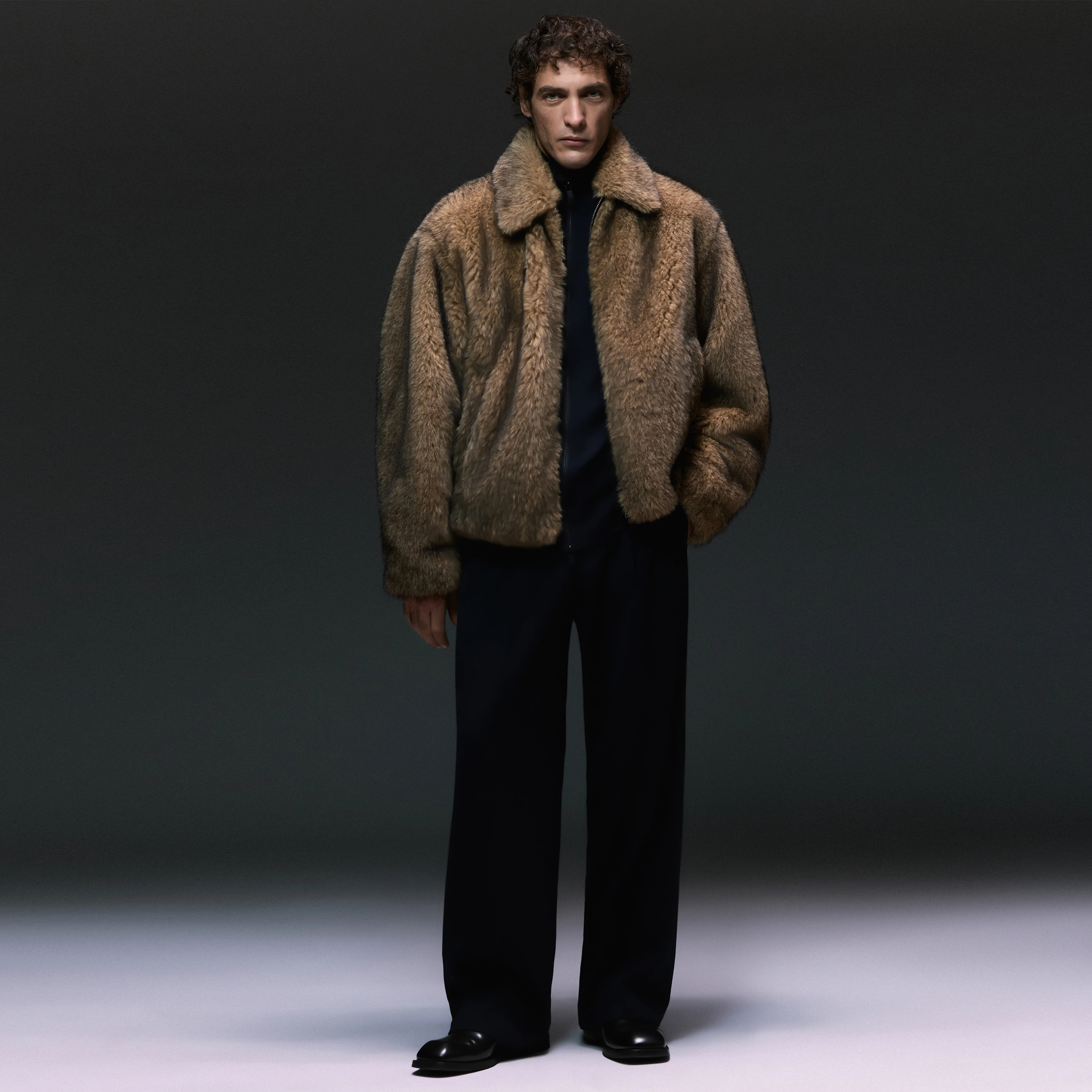 LEEK_WIDE - Relaxed fit pleated trousers in gabardine - men - blue