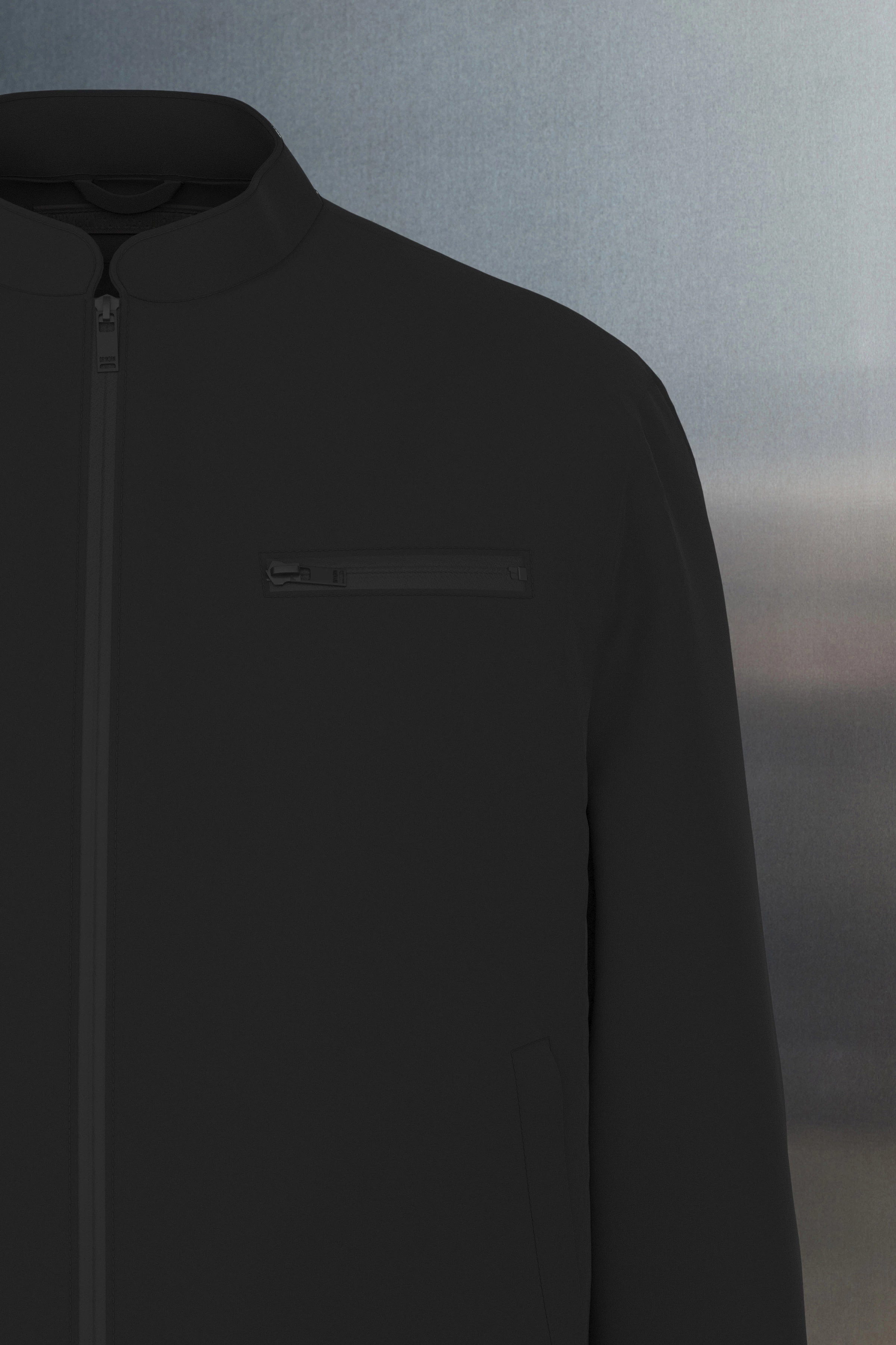 NESSO - sporty jacket with stand up collar and chest pocket - men - Natural Aluminium - Freisteller Detailansicht