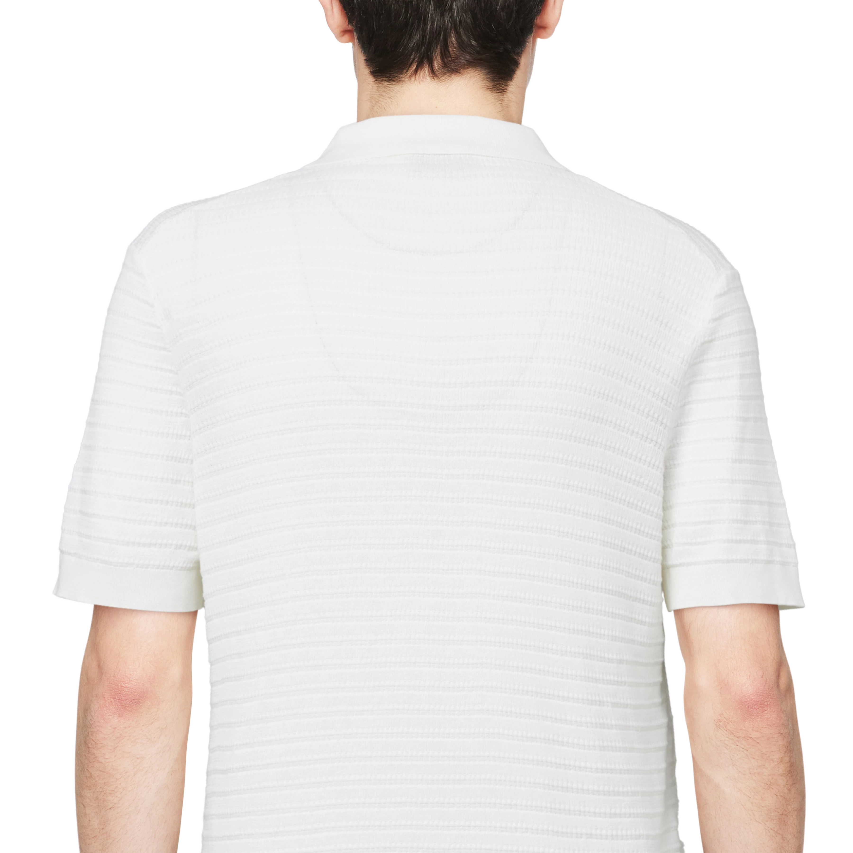 BRAIAN - Gebreide polo met structuur - heren - off white - Detailansicht am Model