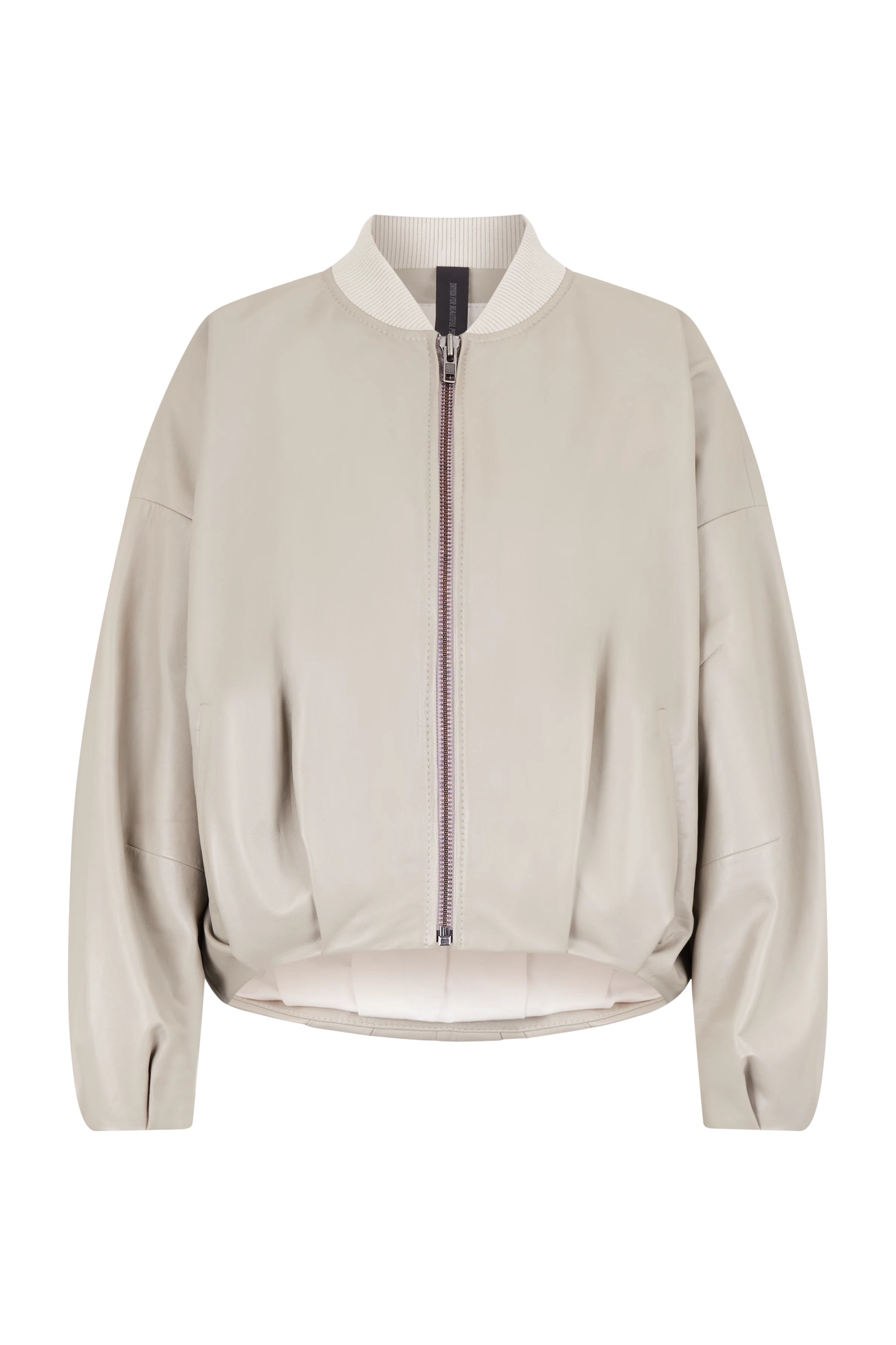 BRADDAN - Feminine Bomberjacke in softem Nappaleder - Damen - beige - Freisteller Frontansicht