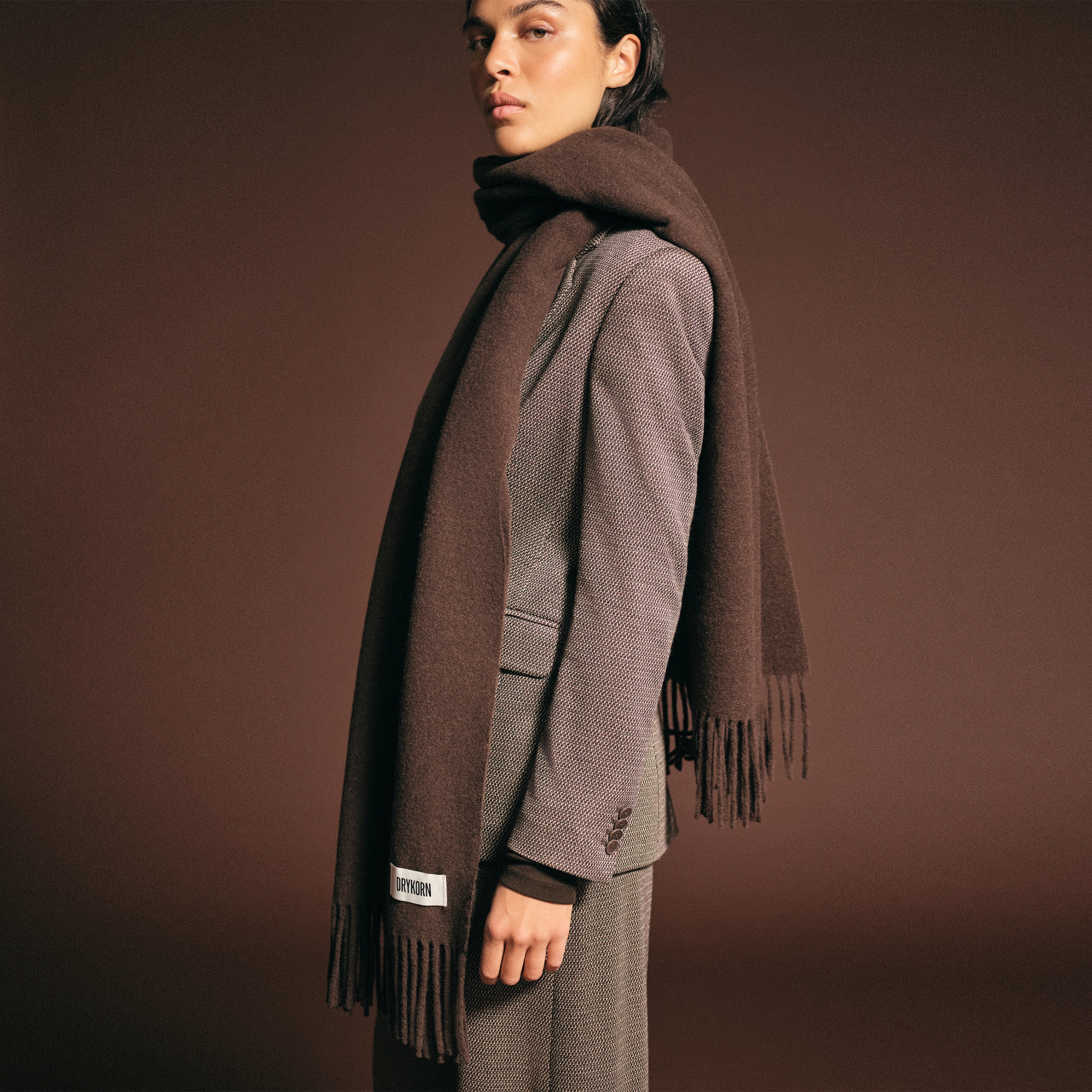 GAZE_4 - Schal in Wolltwill - Unisex - braun