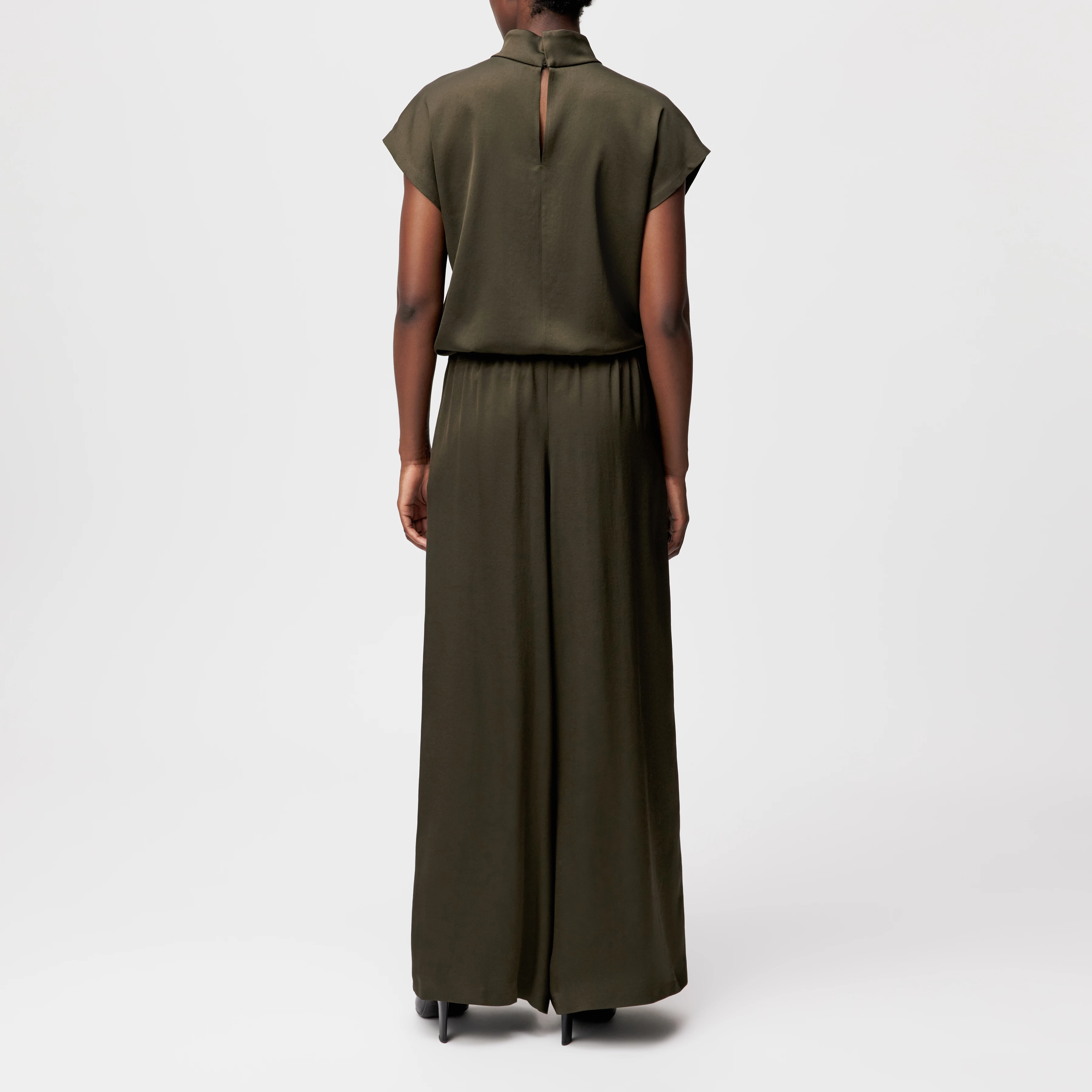 TWEEZER - Wide trousers in satin - women - green - Rückansicht