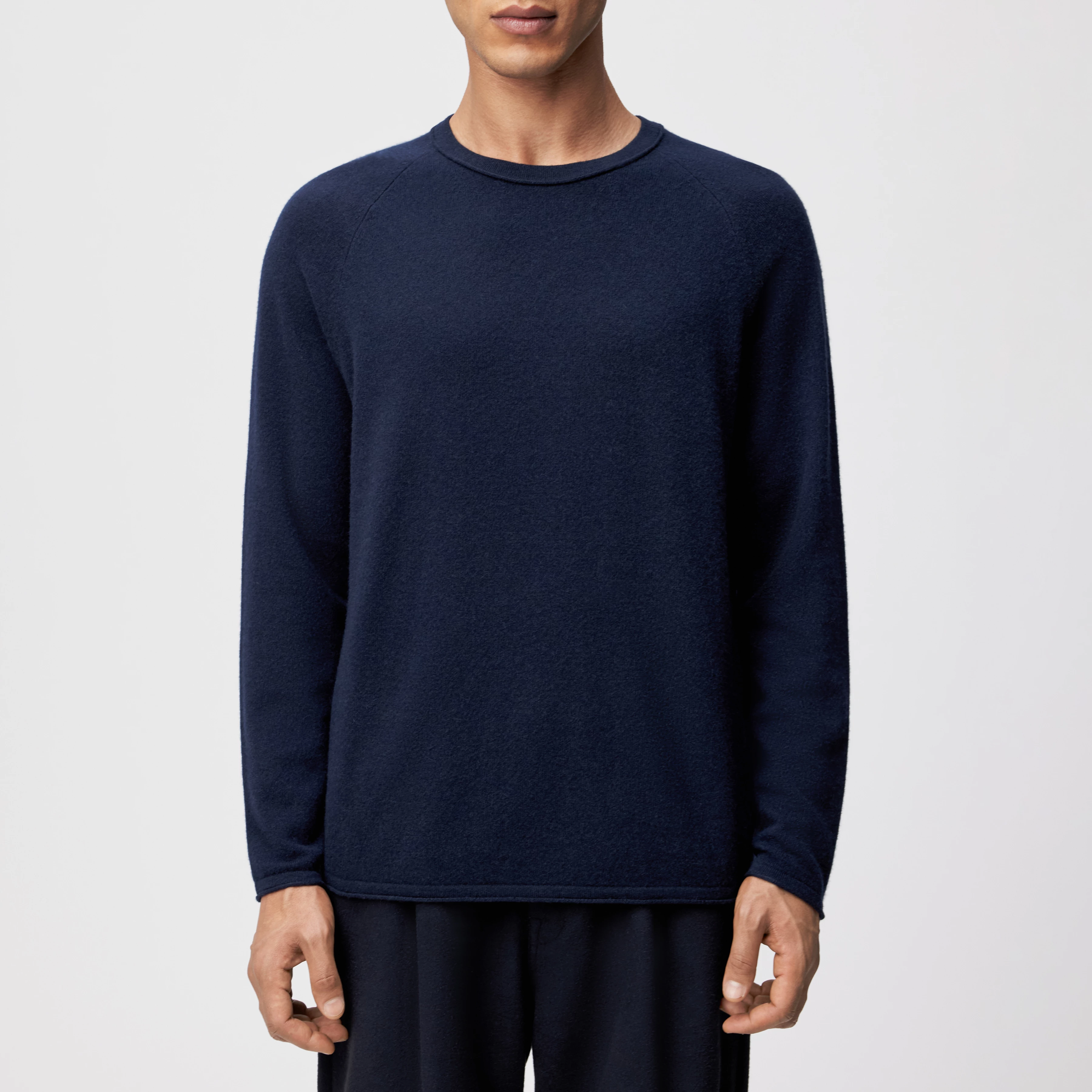 TITZIAN - Longsleeve in 100% Kaschmir - Herren - blau - Frontansicht