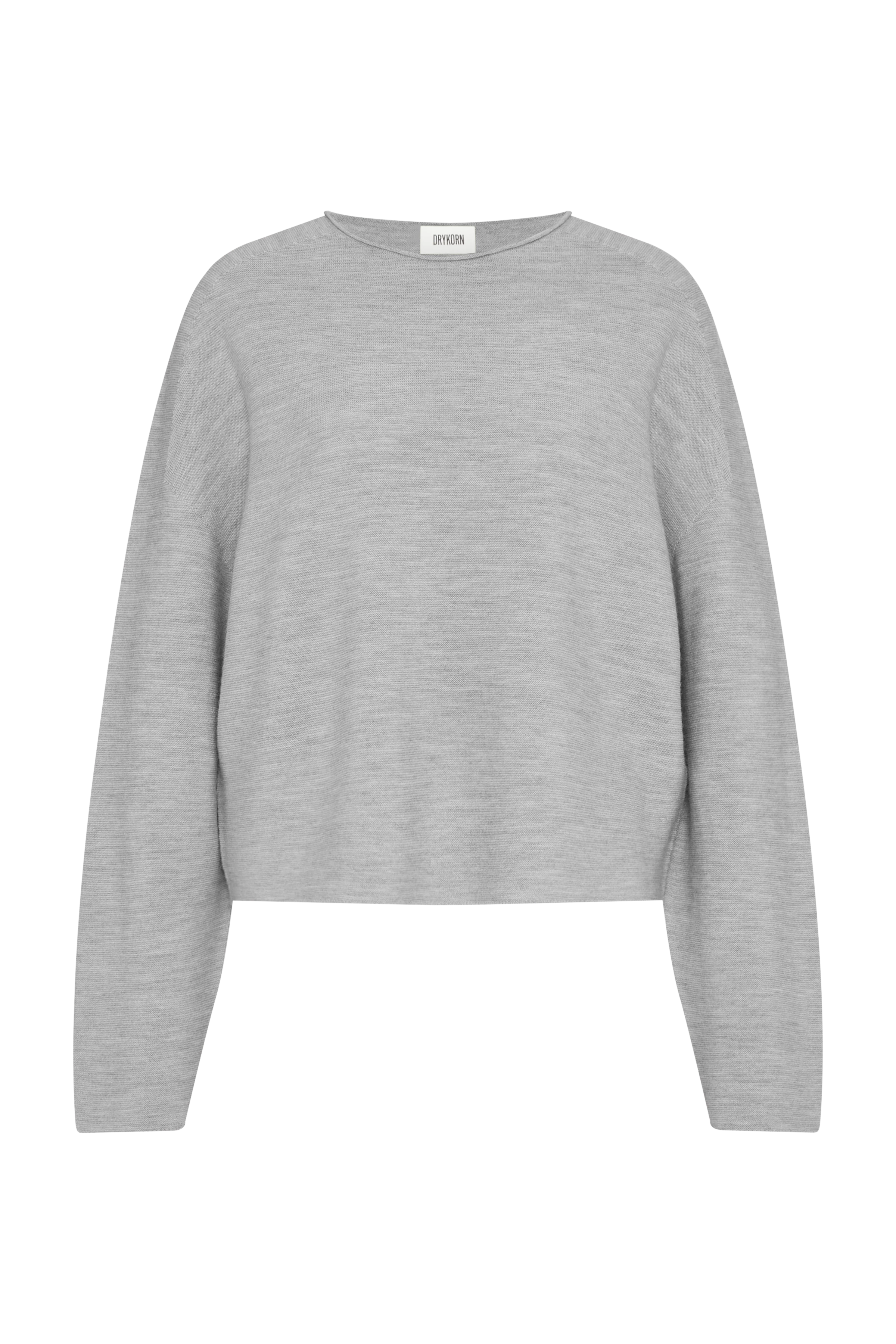 MEAMI - Vekürzter Egg-Shape Pullover in 100% Merinowolle - Damen - grau - Freisteller Frontansicht