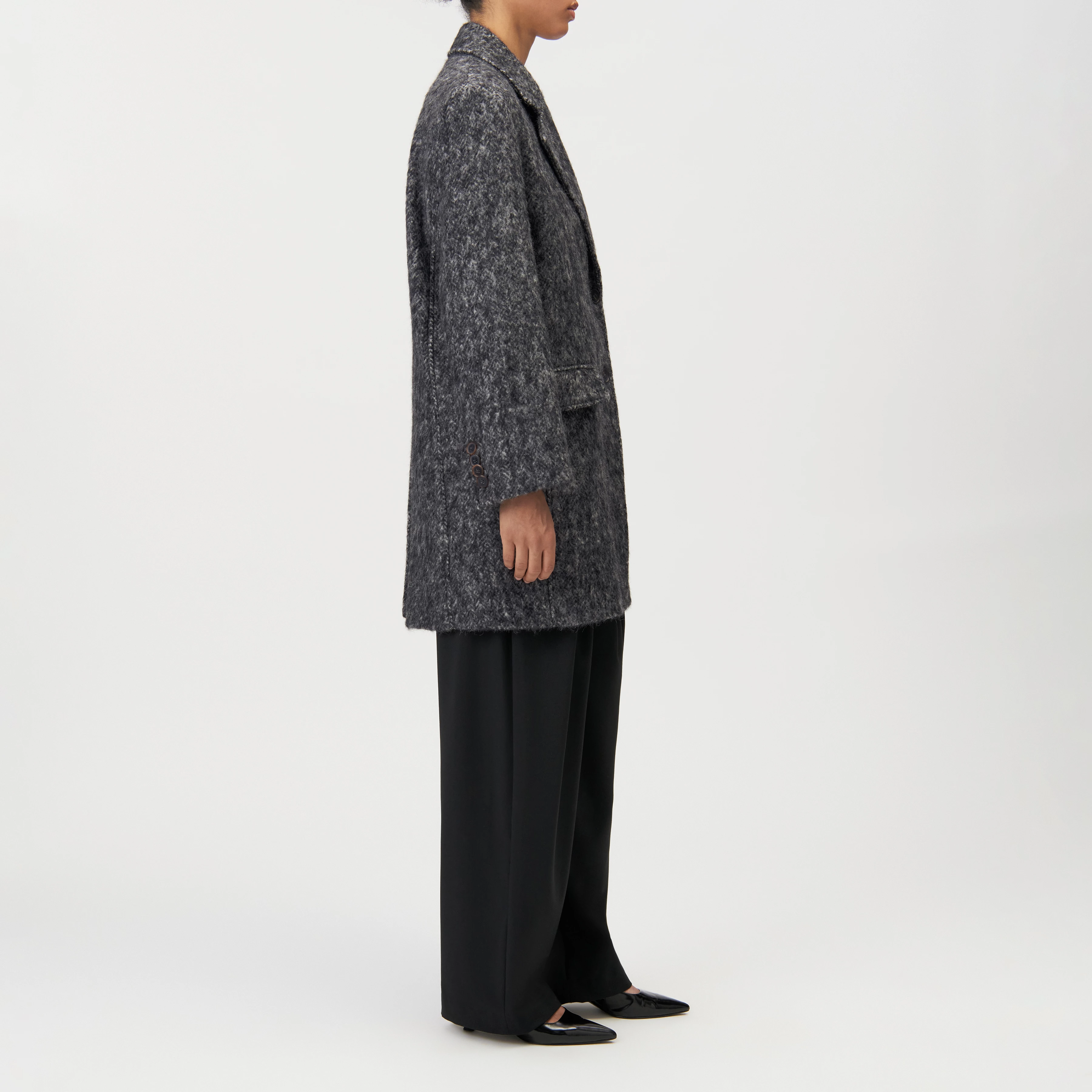 ISFIELD - Relaxed fit alpaca blend coat - women - grey - Seitenansicht