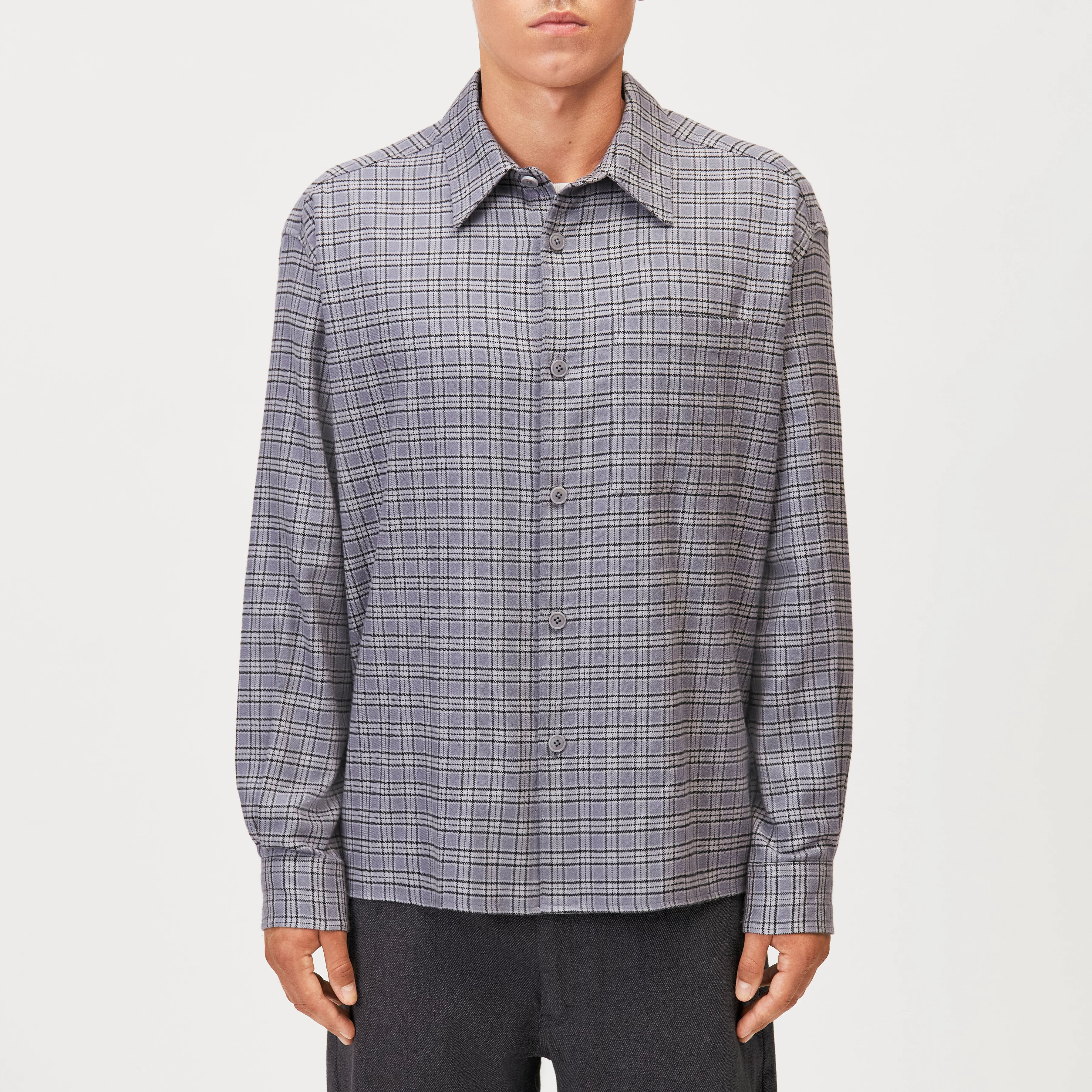 BAUNT - Regular Fit Cotton-blend Shirt - men - grey - Frontansicht