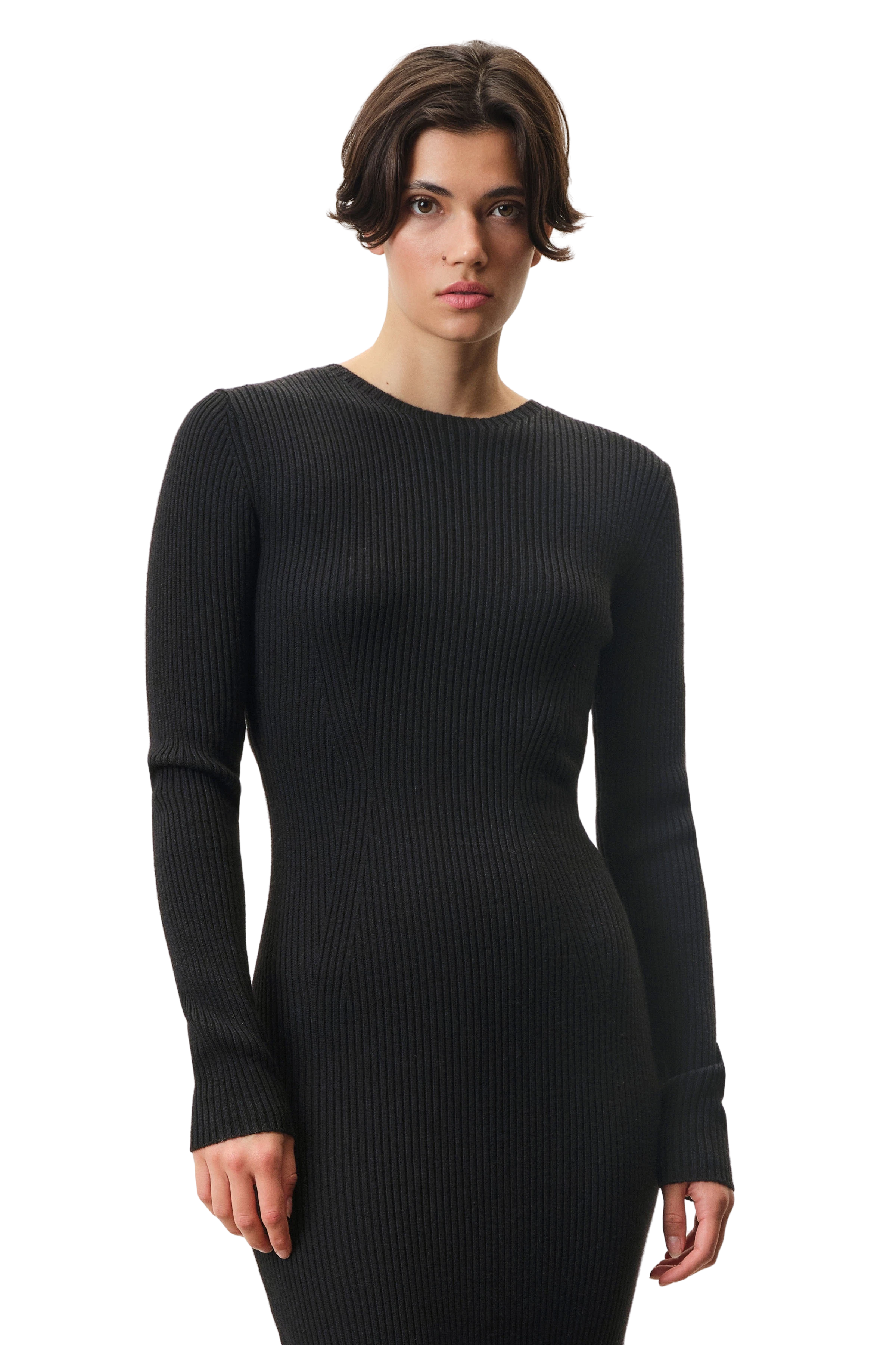 Femme robe en tricot AMARILIA dans noir de DRYKORN