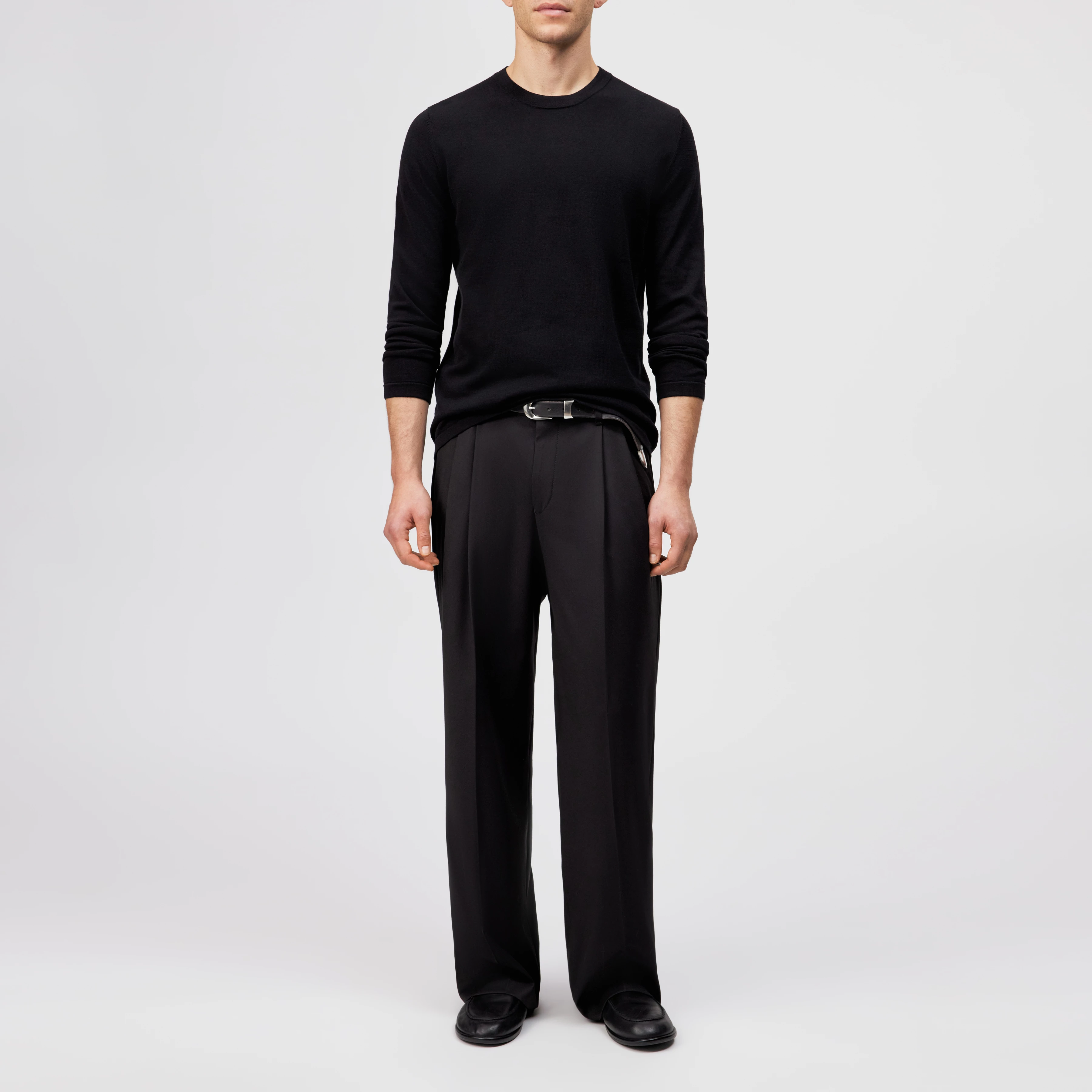 IRMINO - Long sleeve in pure cotton - men - black - Ganzkörper-Frontansicht