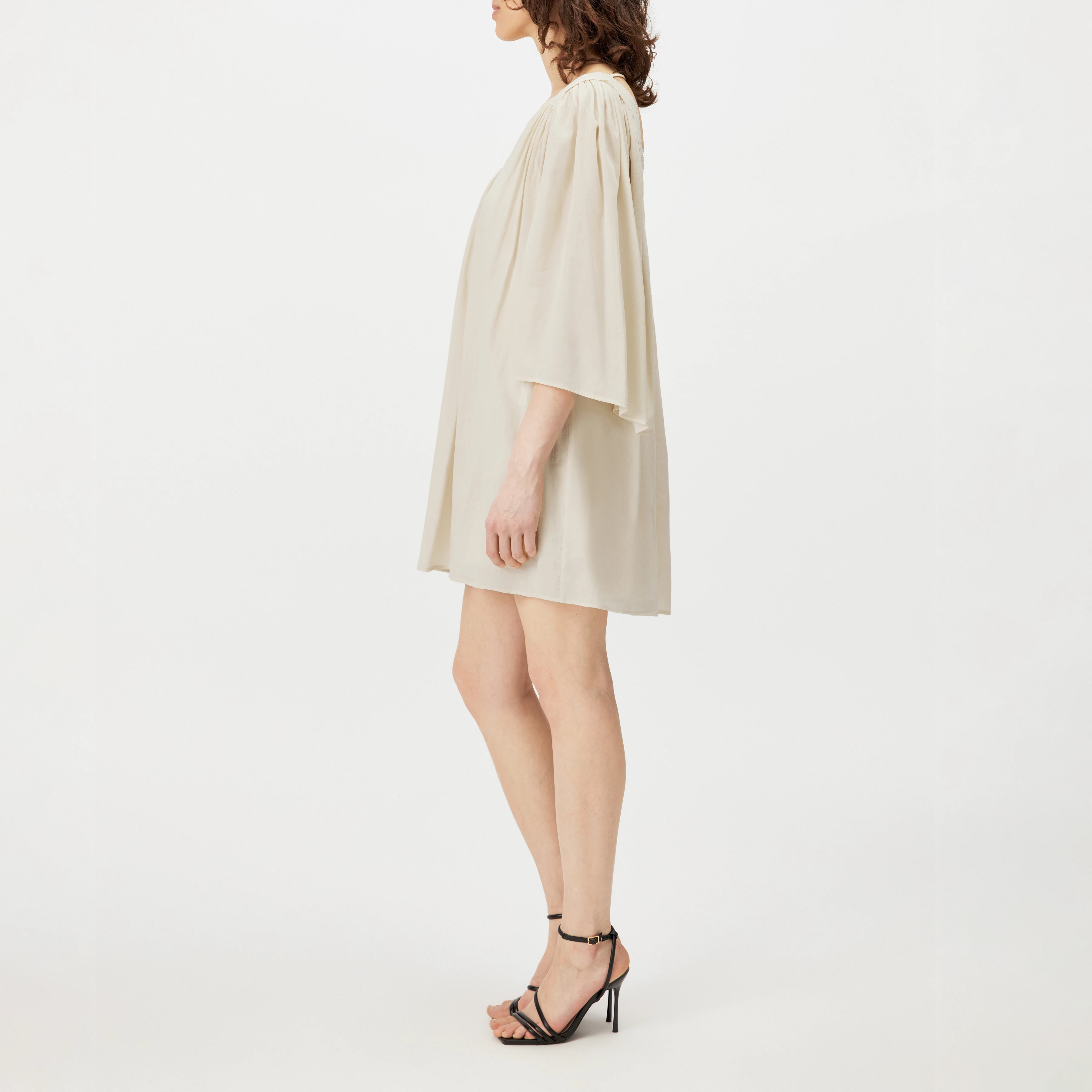 VAREEN - Cotton-blend babydoll tunic dress - women - beige - Seitenansicht