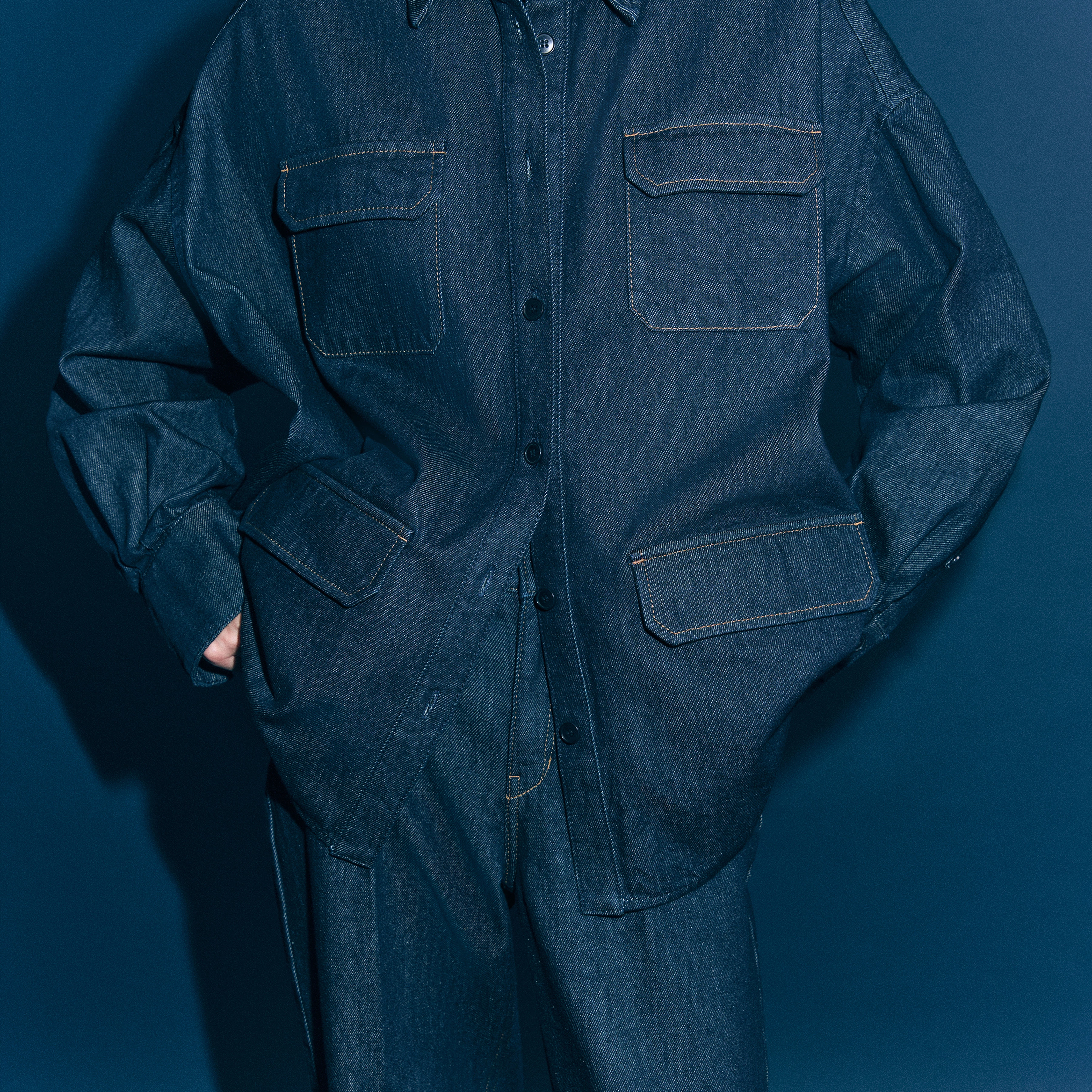 BAYLEE - Overshirt in Mid-Blue Denim - Damen - blau