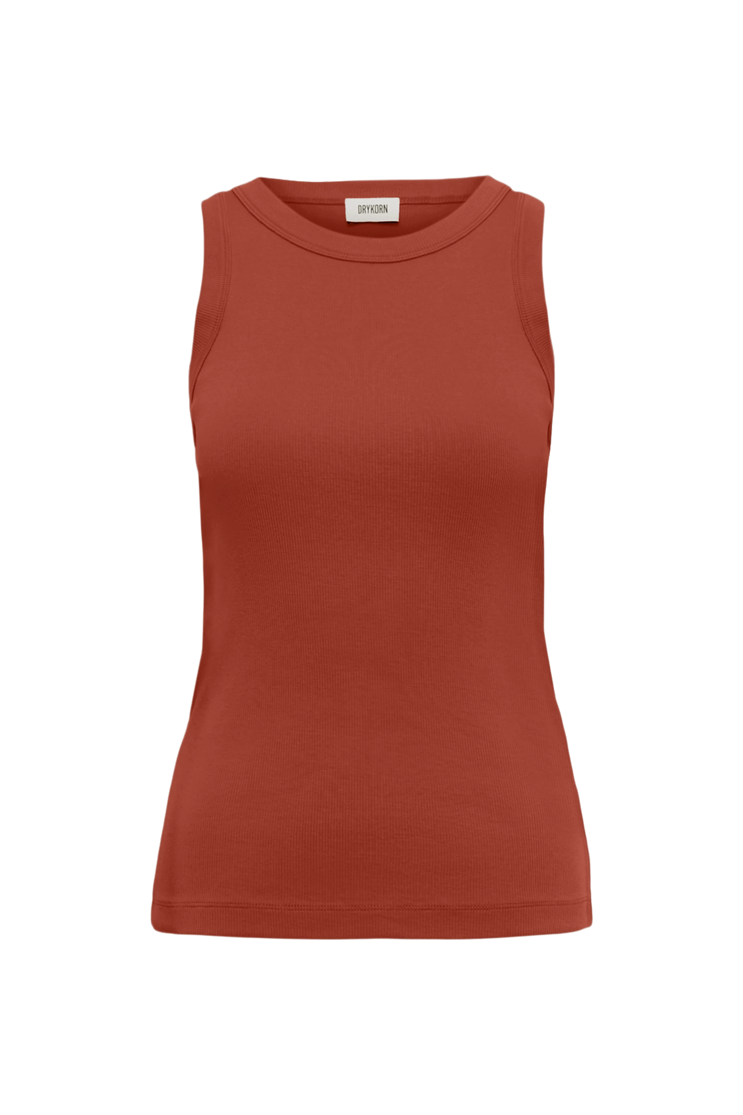 OLINA - Cotton ribbed crew neck tank top - women - red - Freisteller Frontansicht