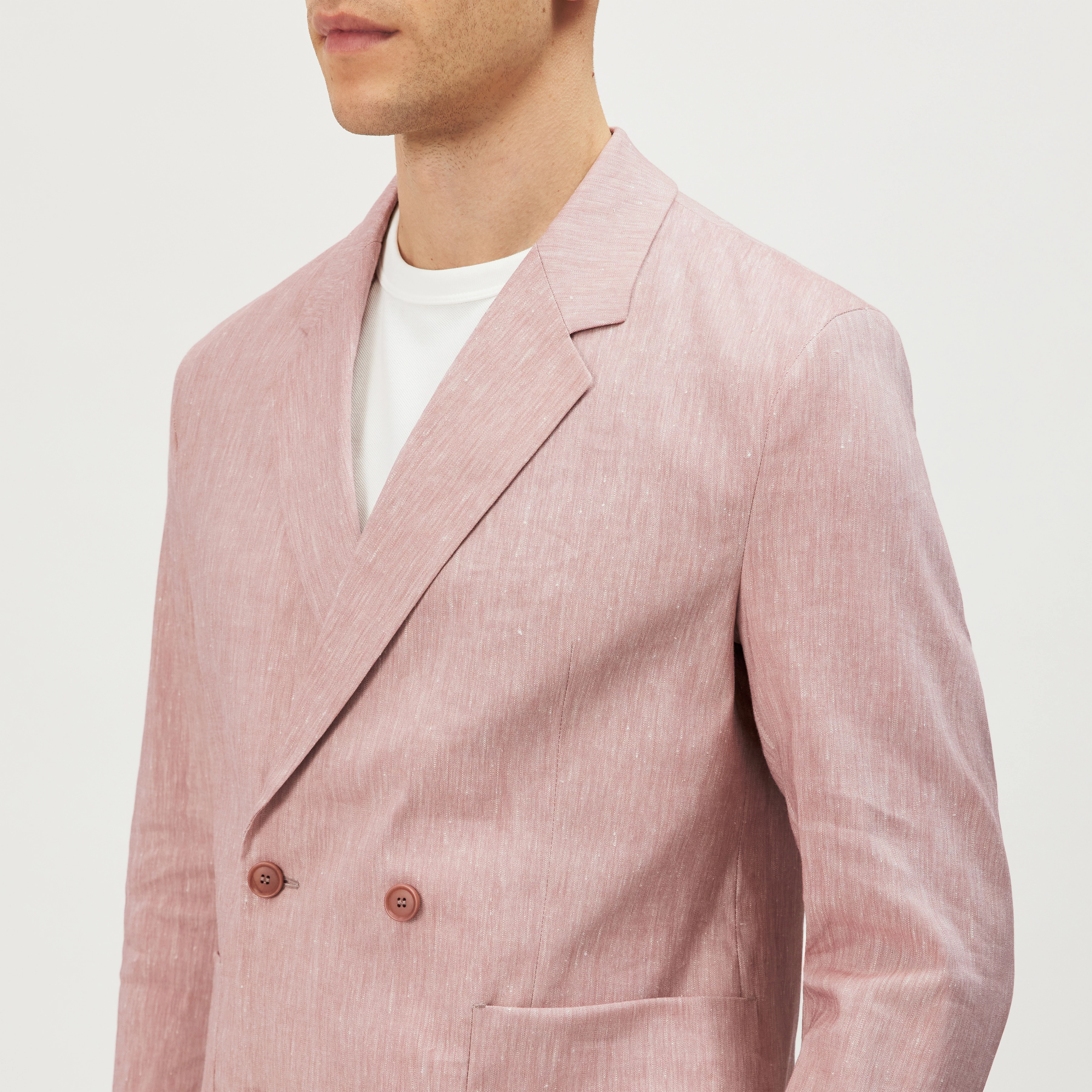 DOMARO - Zweireihiges Sakko in Leinen-Mix - Herren - orange - Detailansicht am Model