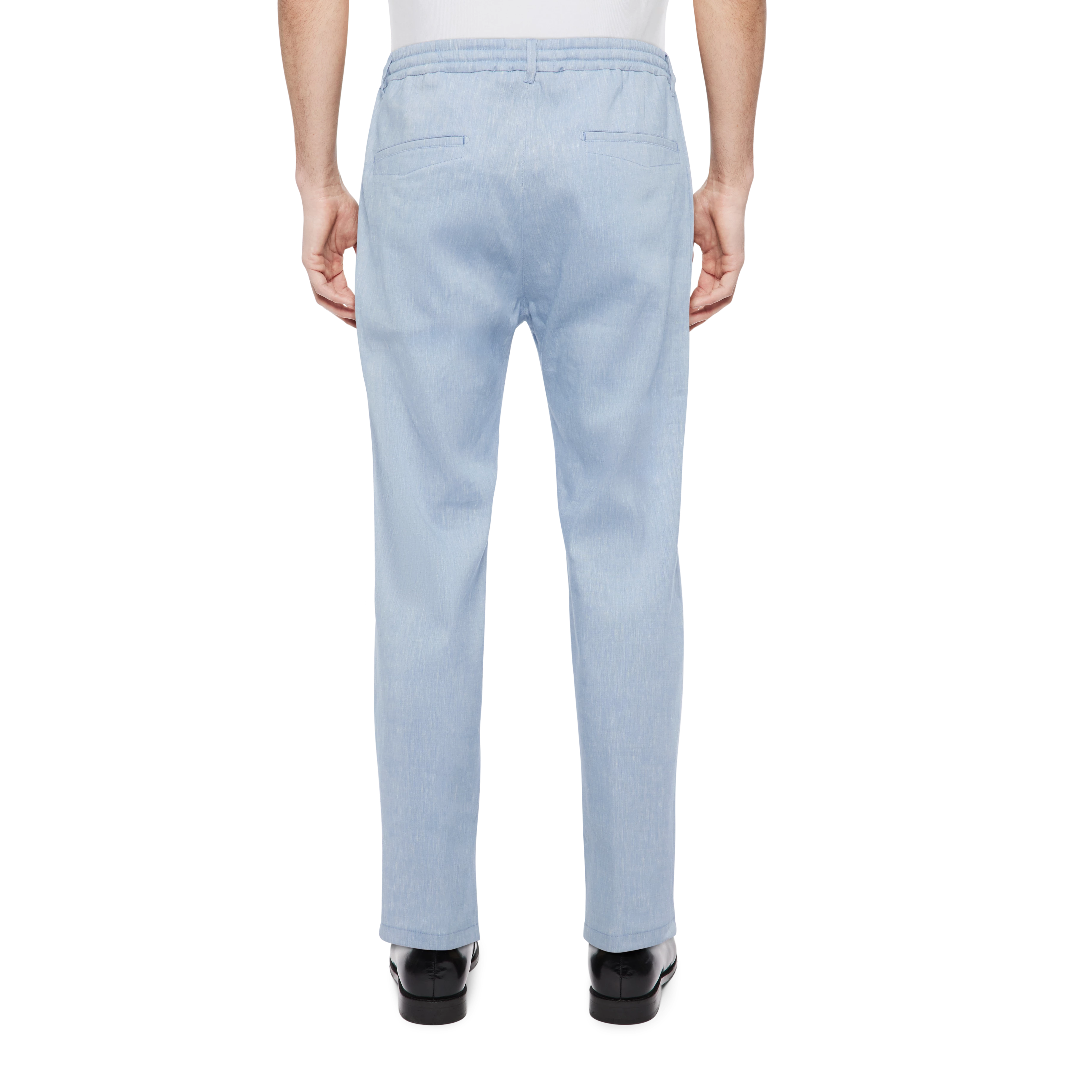 DEGER - Joggingbroek met koord in linnenmix - heren - blauw - Rückansicht