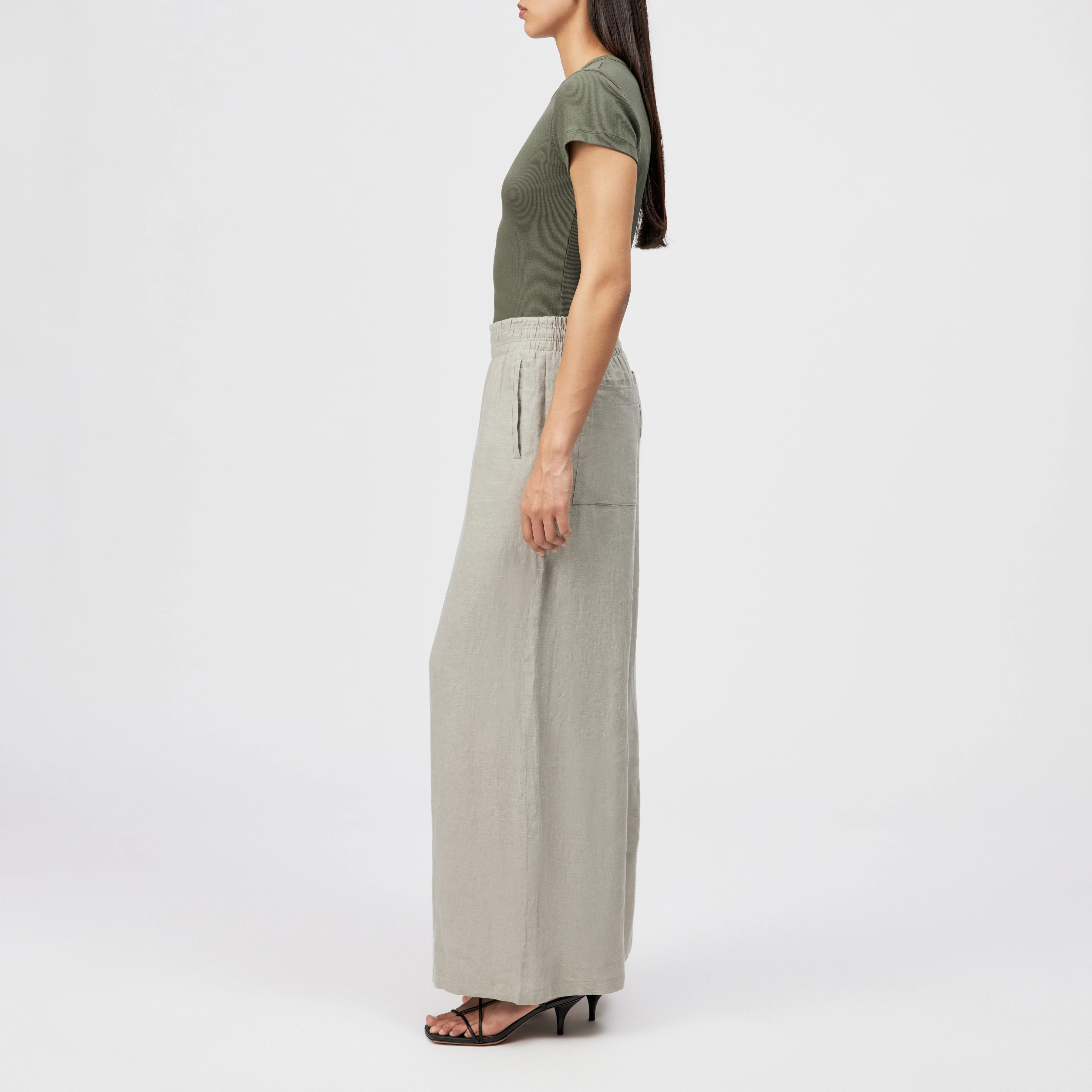 CEILING - Weite Hose in Leinen - Damen - grün - Seitenansicht