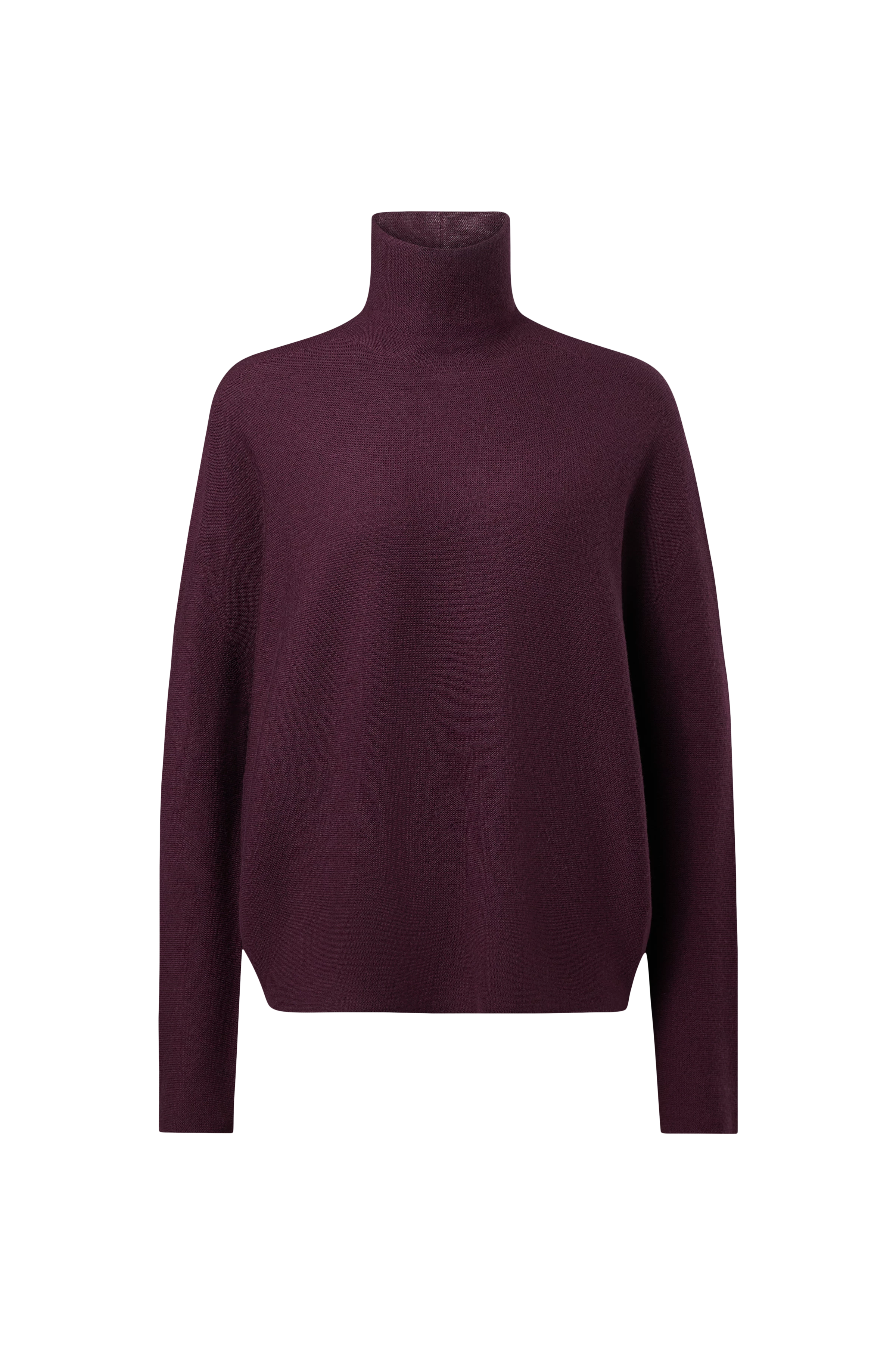 LIORA - Egg-shape turtleneck jumper in 100% merino wool - women - red - Freisteller Frontansicht