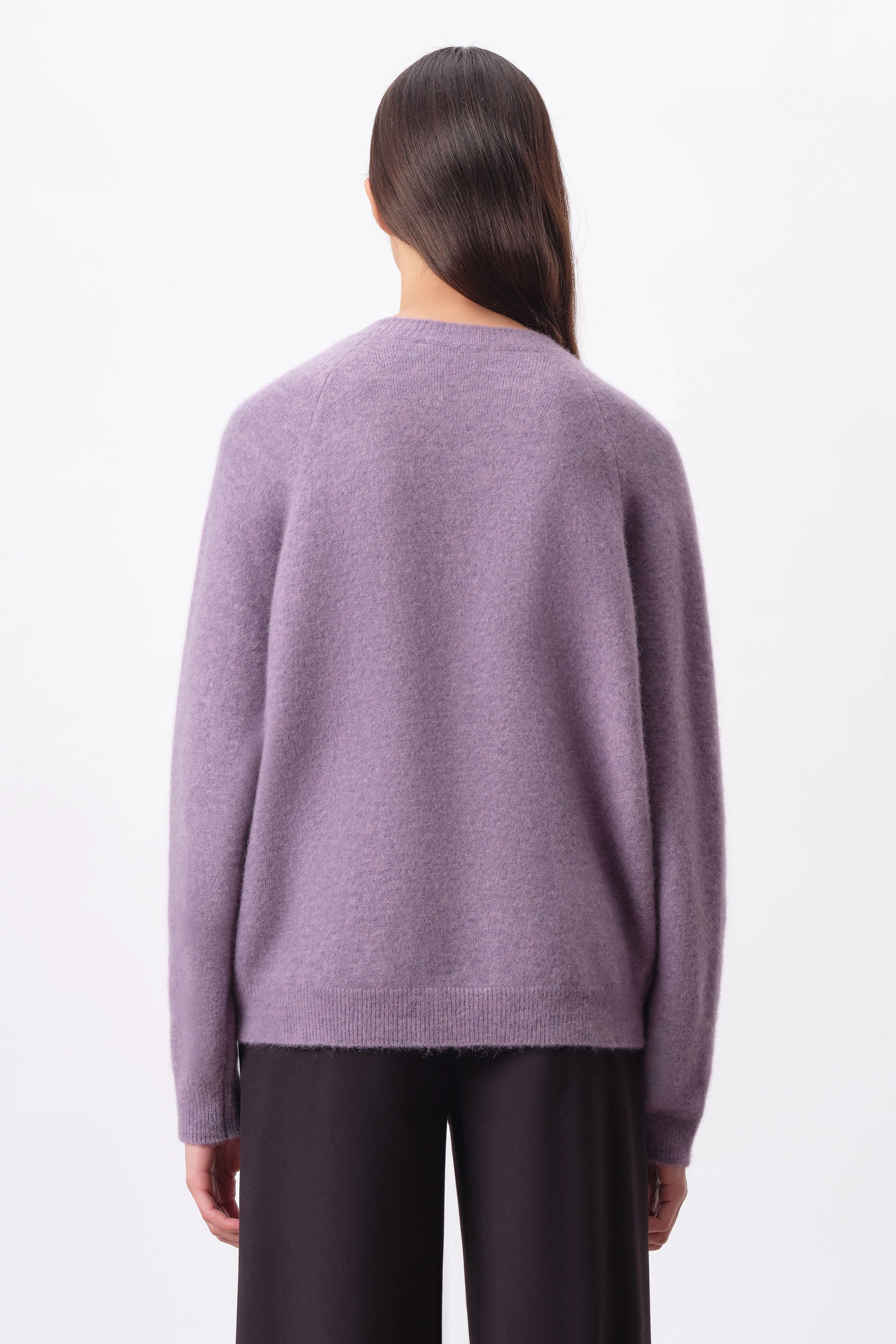 PEMIRI - egg-shape jumper with raglan sleeves in alpaca mix - women - purple - Rückansicht