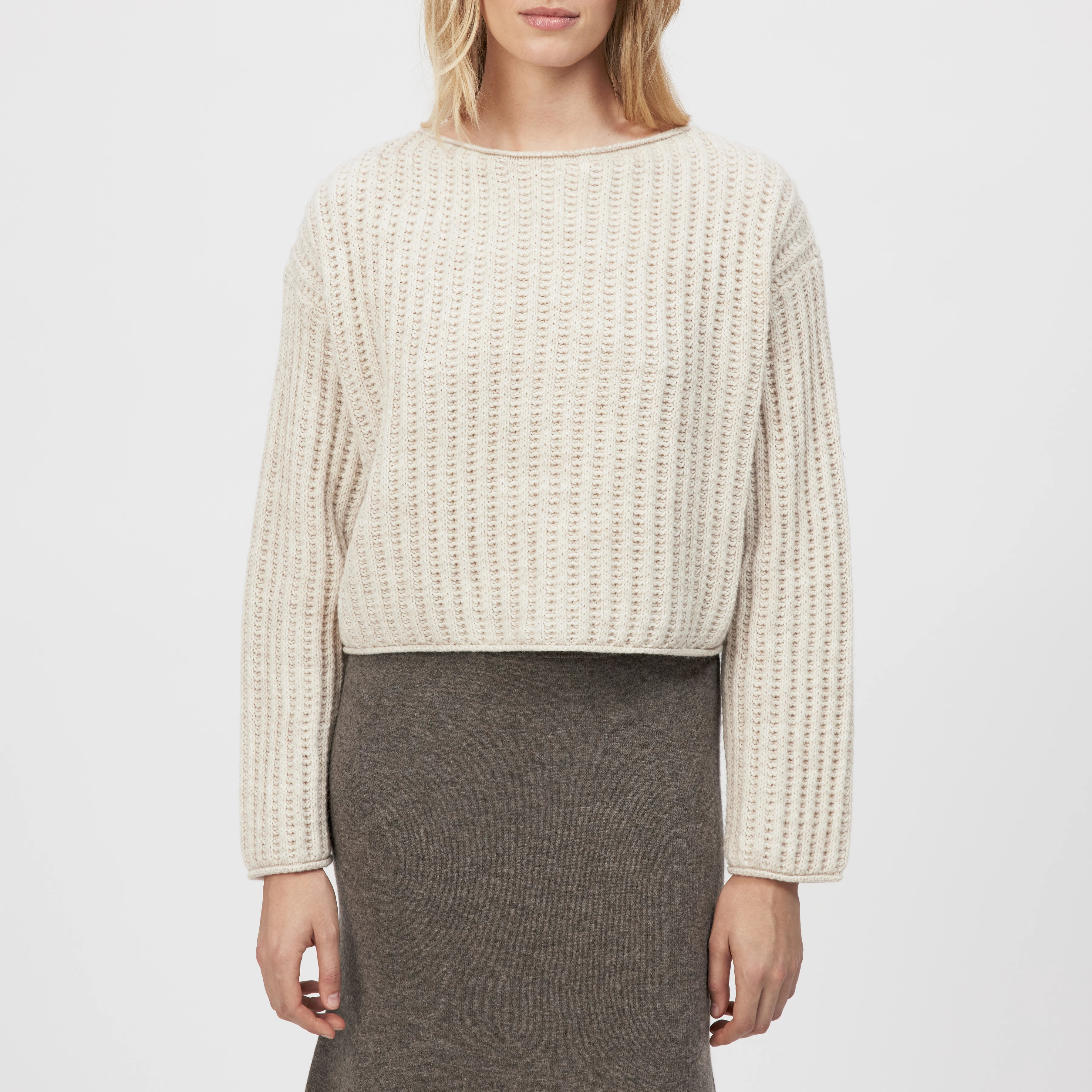 IMENY - Verkürzter Pullover in Woll-Alpakamix - Damen - beige - Frontansicht