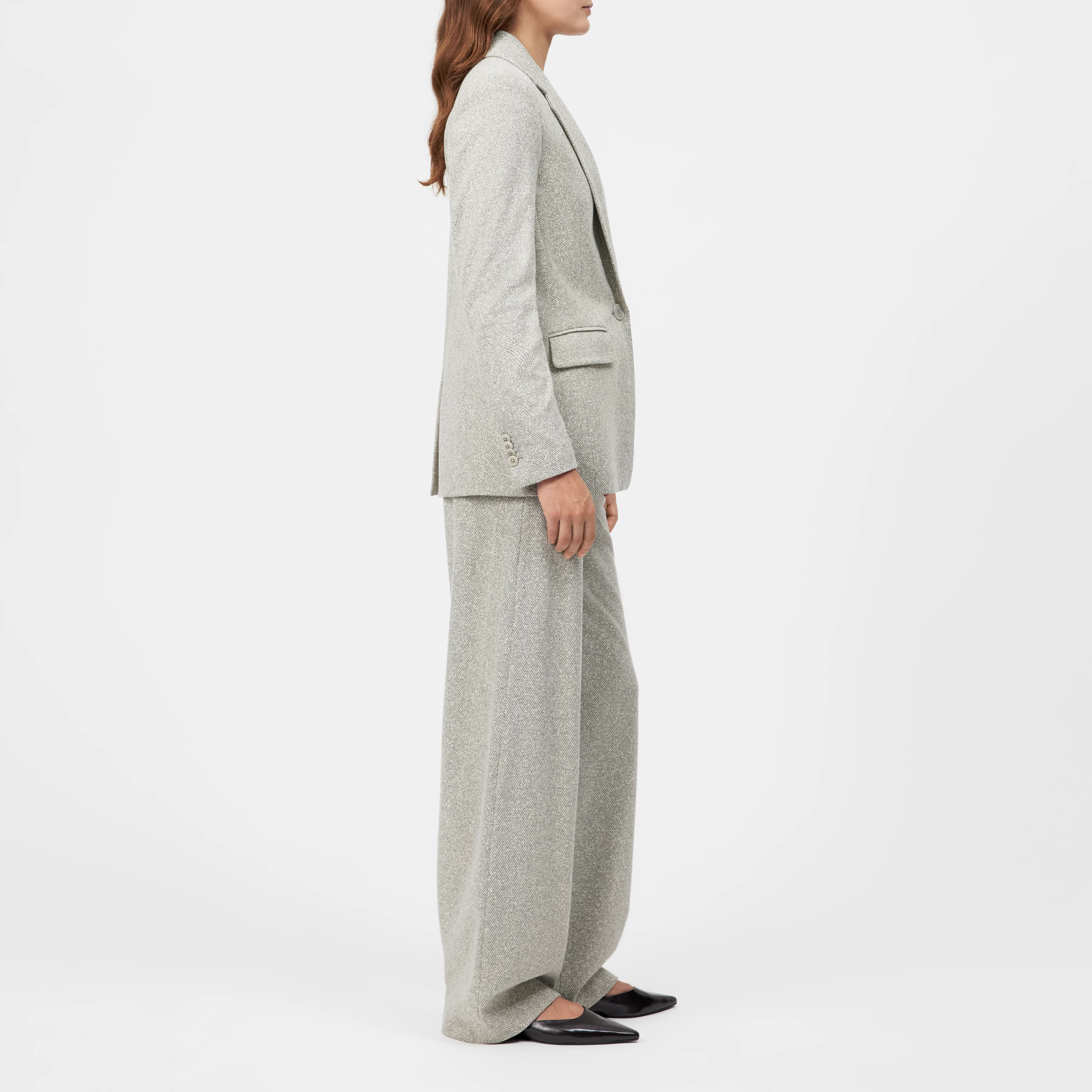 ATLIN_2 - Einknopf-Blazer in Viskose-Baumwoll-Mix - Damen - grau - Seitenansicht