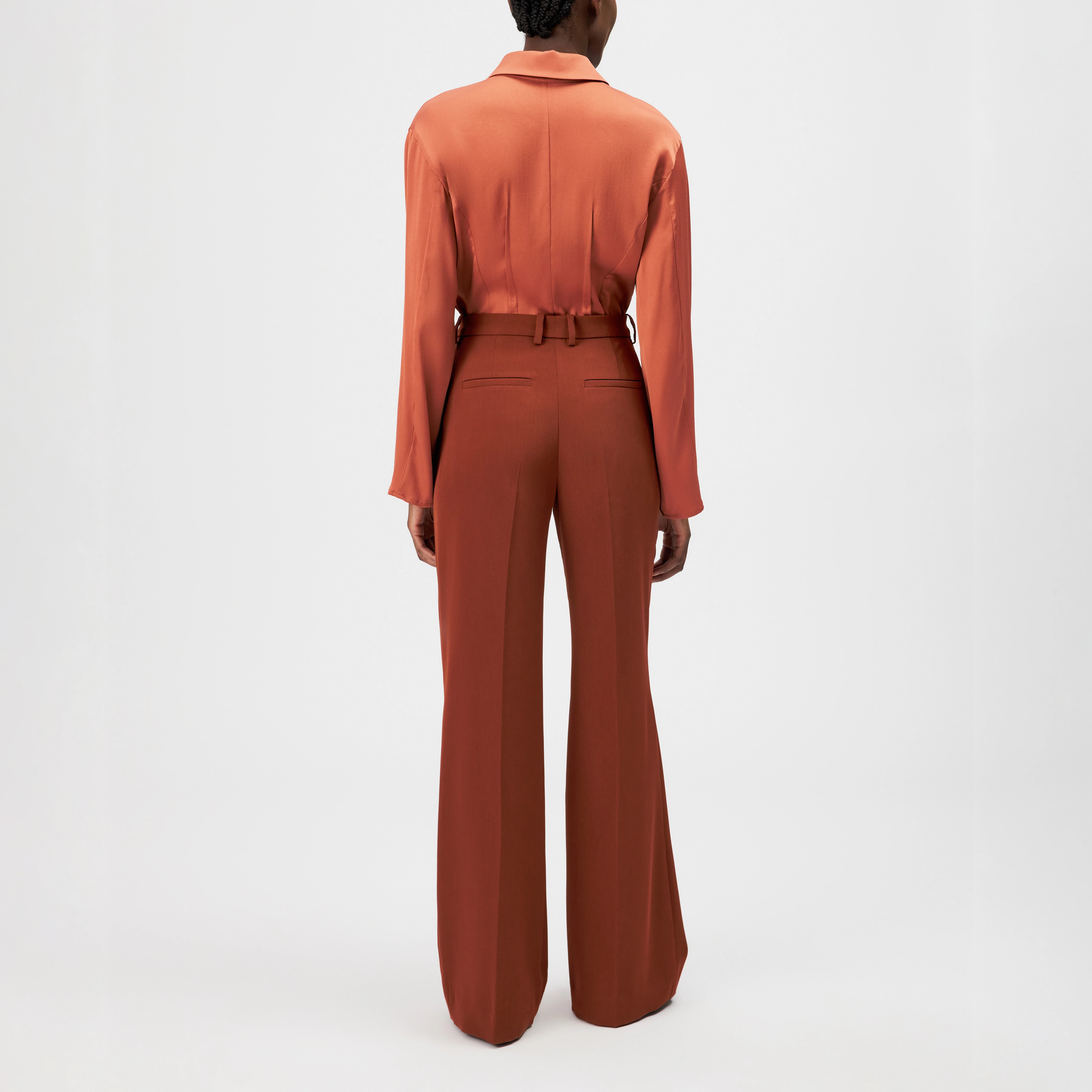 ARGUE - Techno-twill flared trousers - women - red - Rückansicht