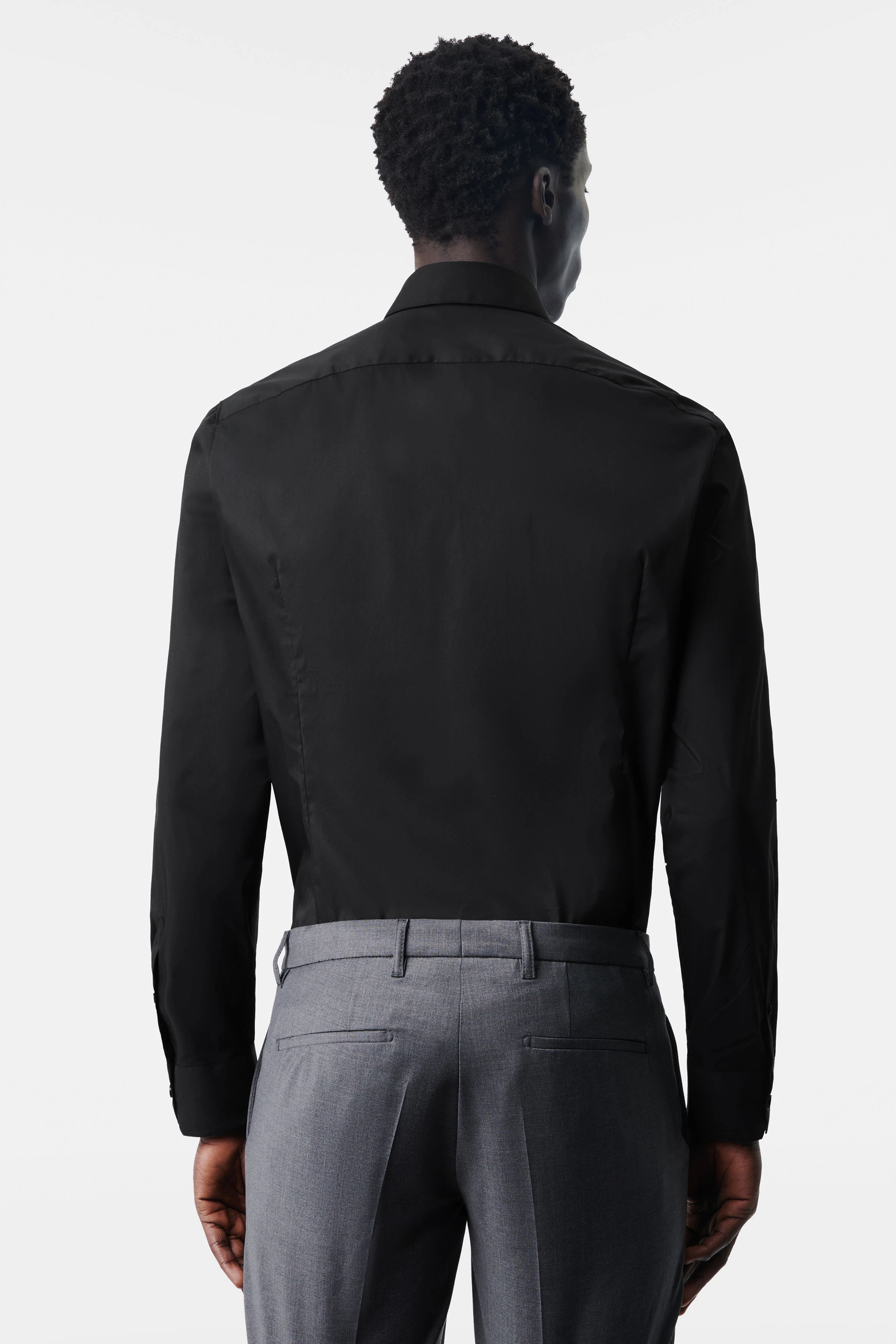 JEDDA - classic slim fit shirt with shark collar - men - Natural Aluminium - Rückansicht